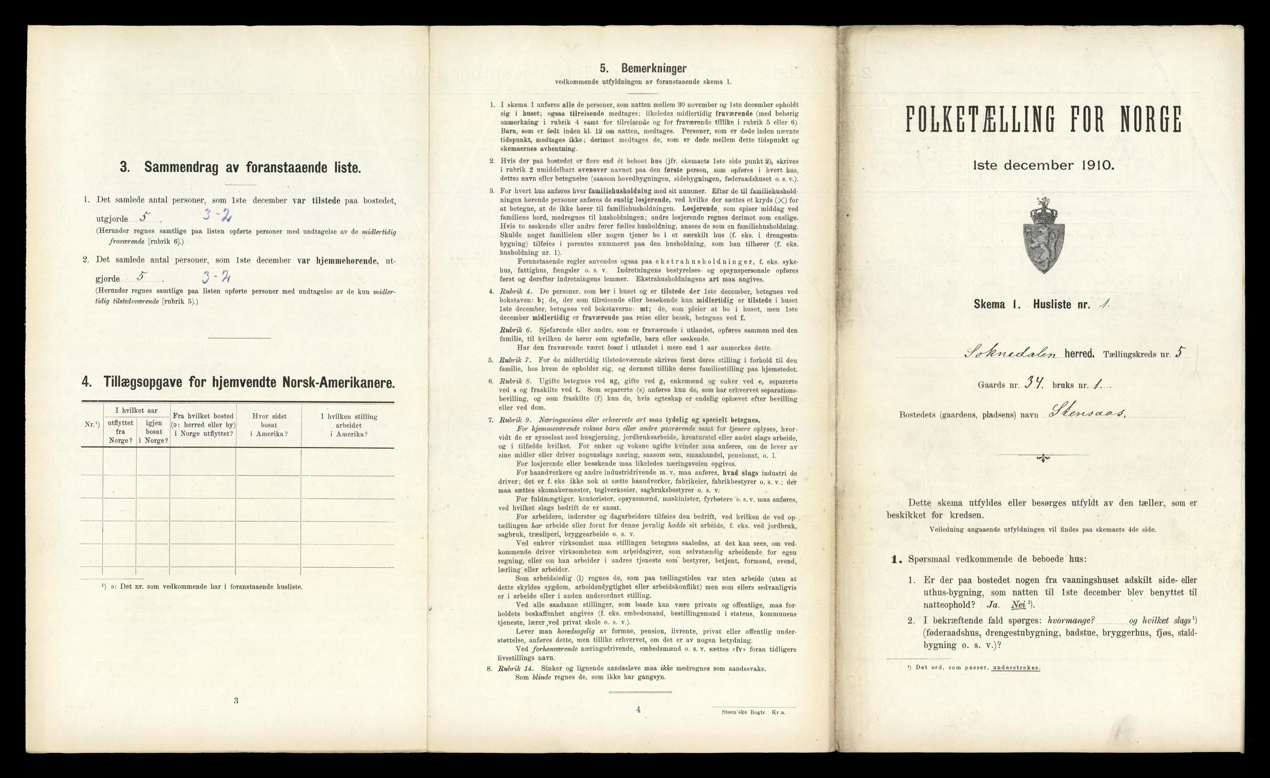 RA, 1910 census for Soknedal, 1910, p. 323