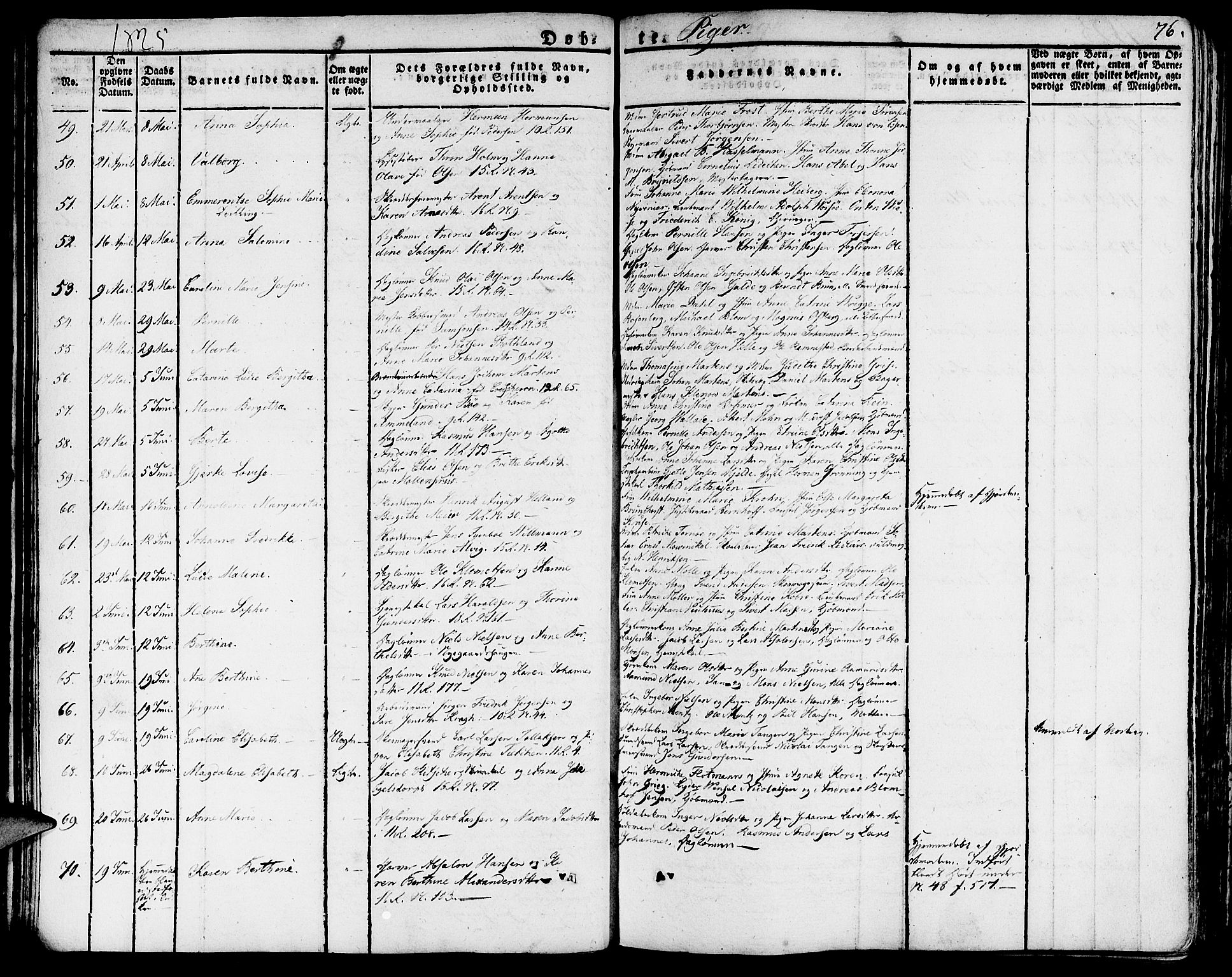 Domkirken sokneprestembete, SAB/A-74801/H/Haa/L0012: Parish register (official) no. A 12, 1821-1840, p. 76