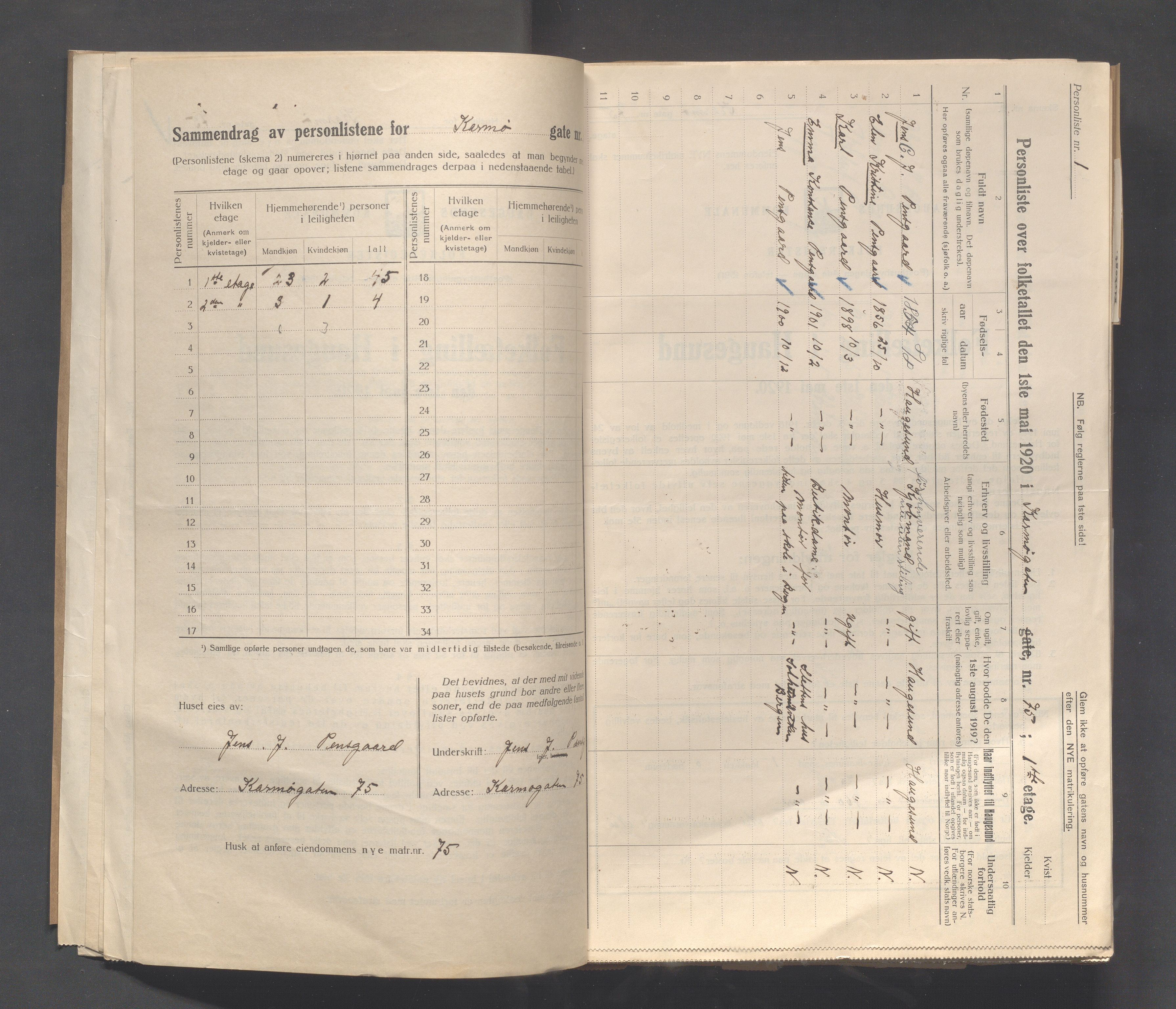 IKAR, Local census 1.5.1920 for Haugesund, 1920, p. 2471