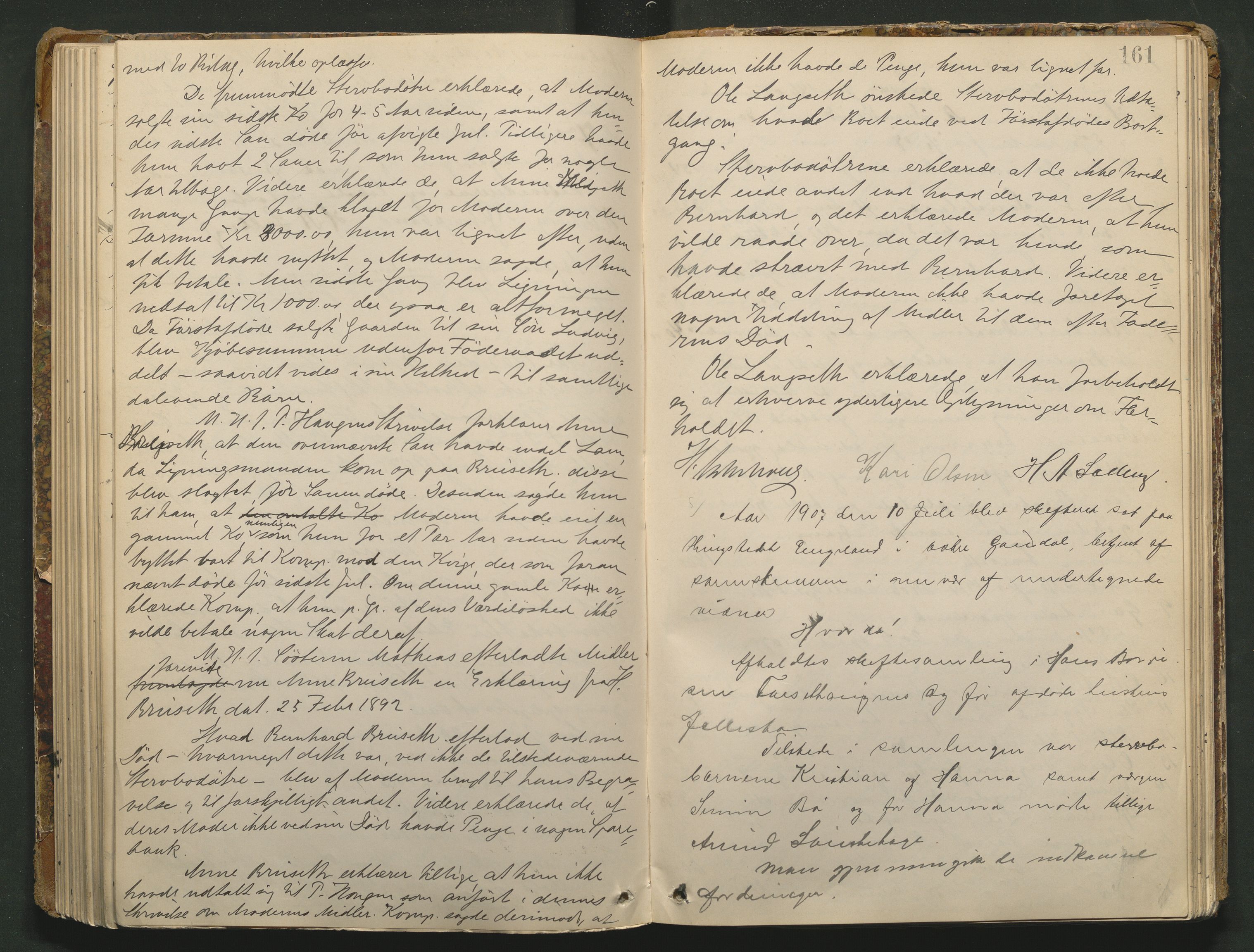 Sør-Gudbrandsdal tingrett, AV/SAH-TING-004/J/Ja/Jad/L0001: Skifteforhandlingsprotokoll - Fåberg og Gausdal, 1899-1911, p. 160b-161a