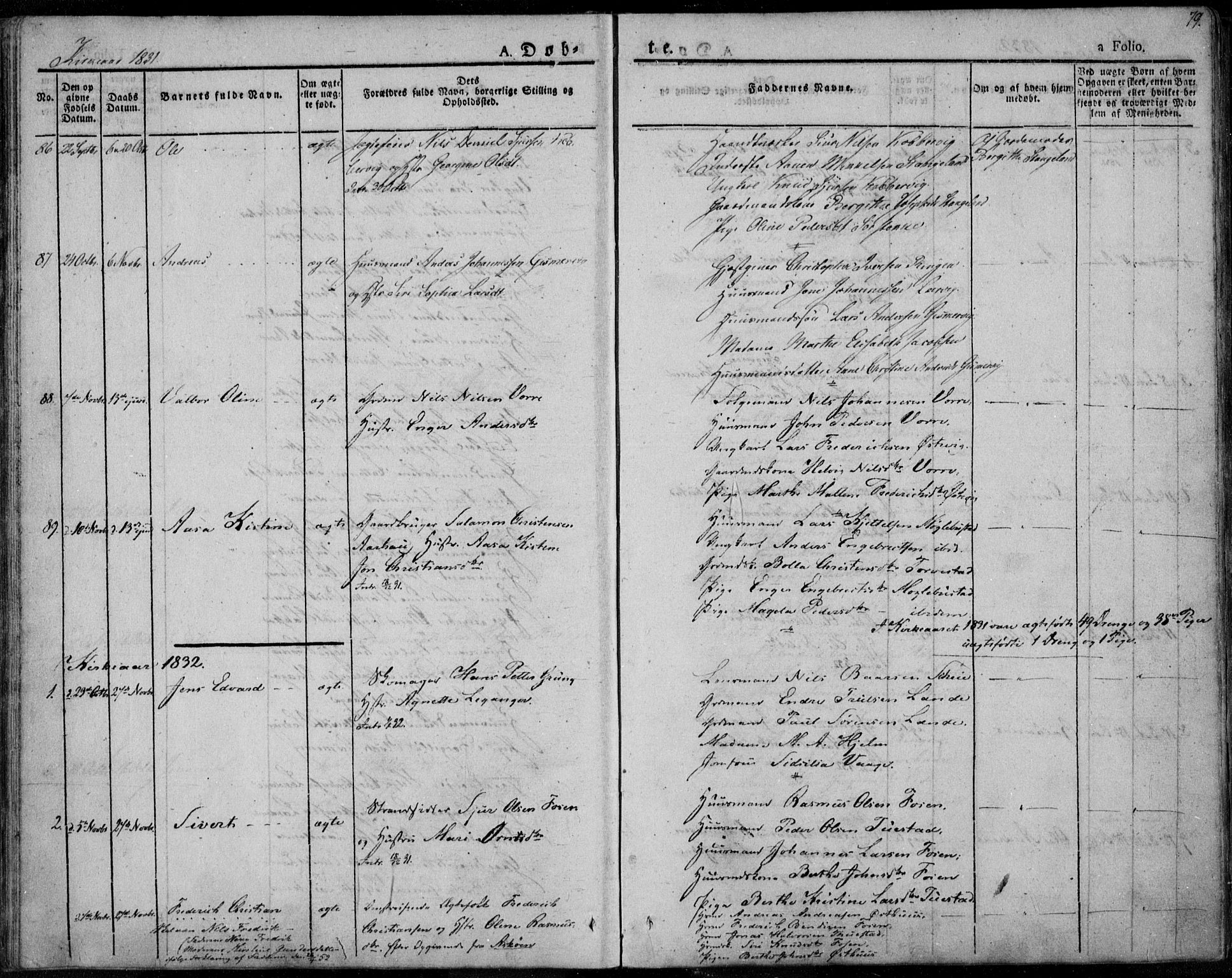 Avaldsnes sokneprestkontor, SAST/A -101851/H/Ha/Haa/L0005: Parish register (official) no. A 5.1, 1825-1841, p. 79