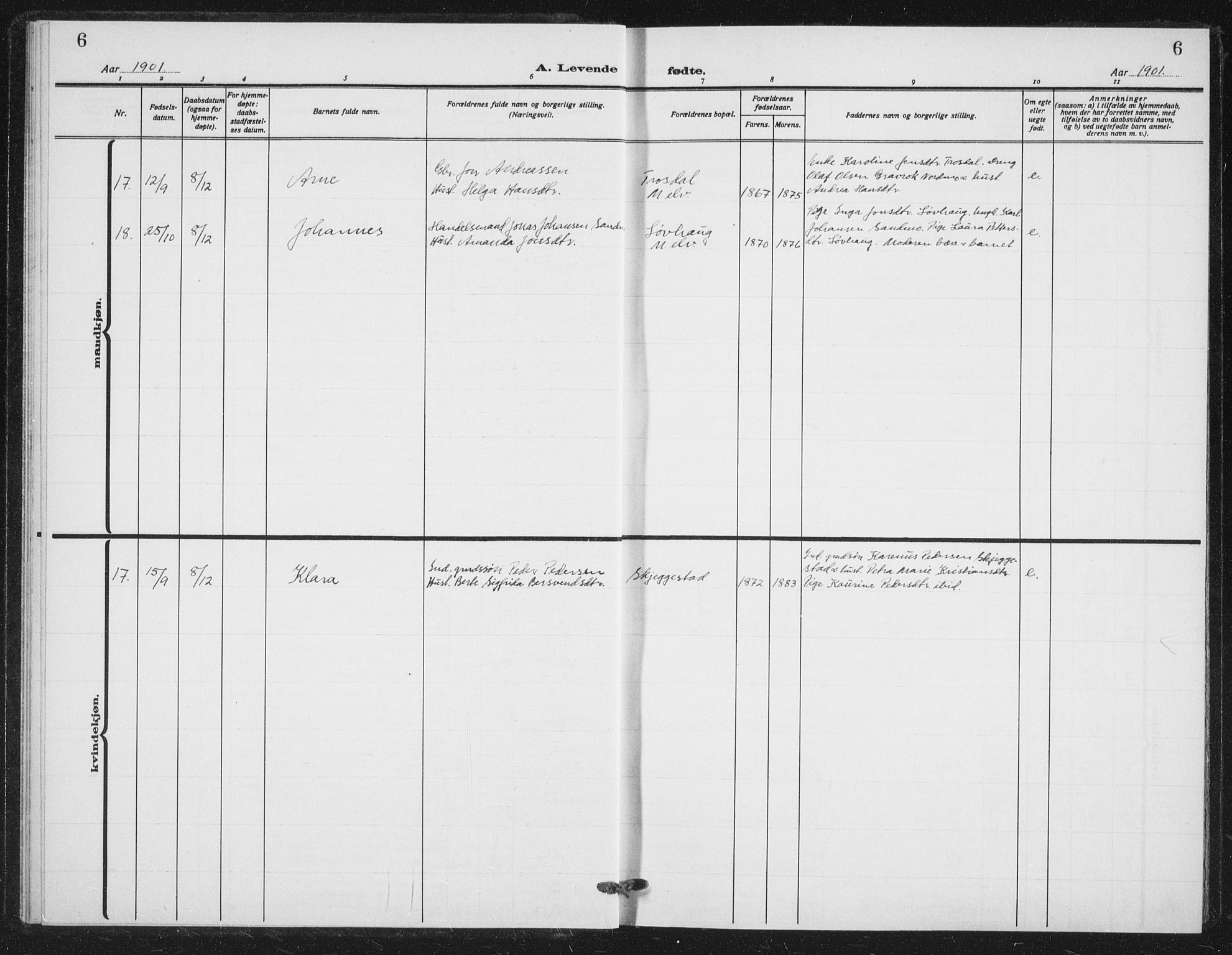 Målselv sokneprestembete, AV/SATØ-S-1311/G/Ga/Gab/L0012klokker: Parish register (copy) no. 12, 1900-1936, p. 6