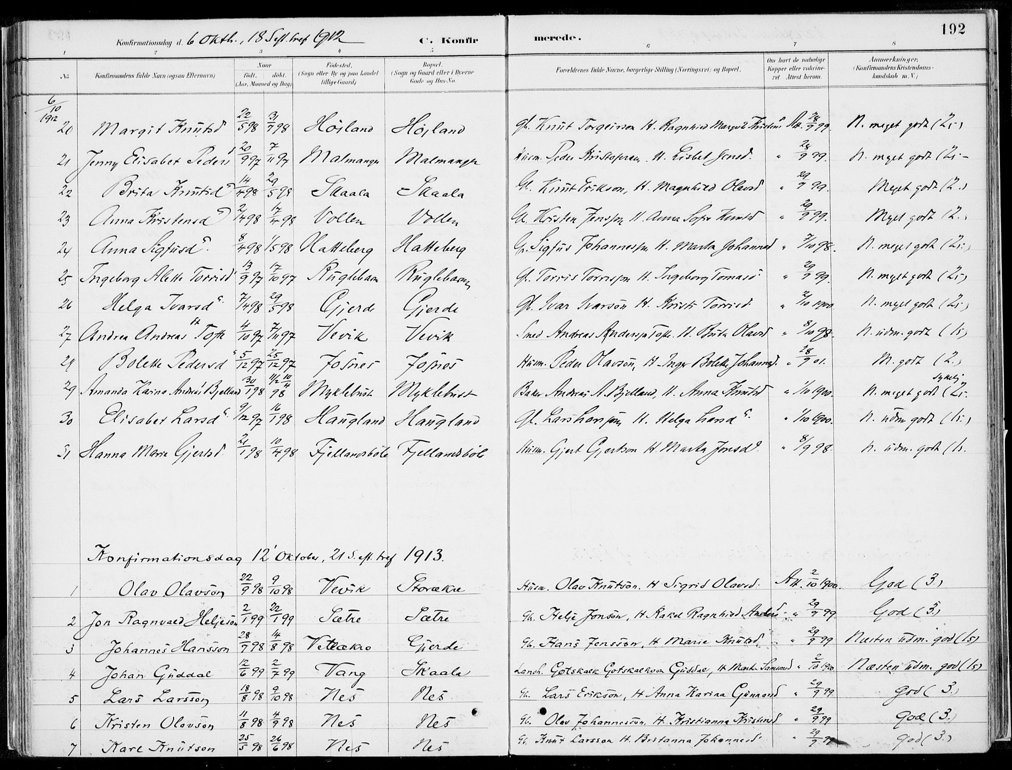 Kvinnherad sokneprestembete, SAB/A-76401/H/Haa: Parish register (official) no. B  1, 1887-1921, p. 192