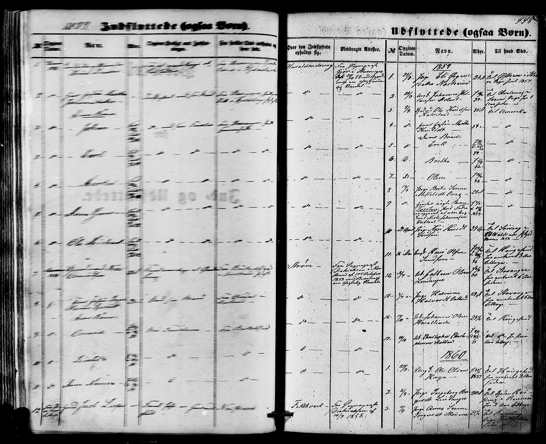 Skjold sokneprestkontor, AV/SAST-A-101847/H/Ha/Haa/L0008: Parish register (official) no. A 8, 1856-1882, p. 448