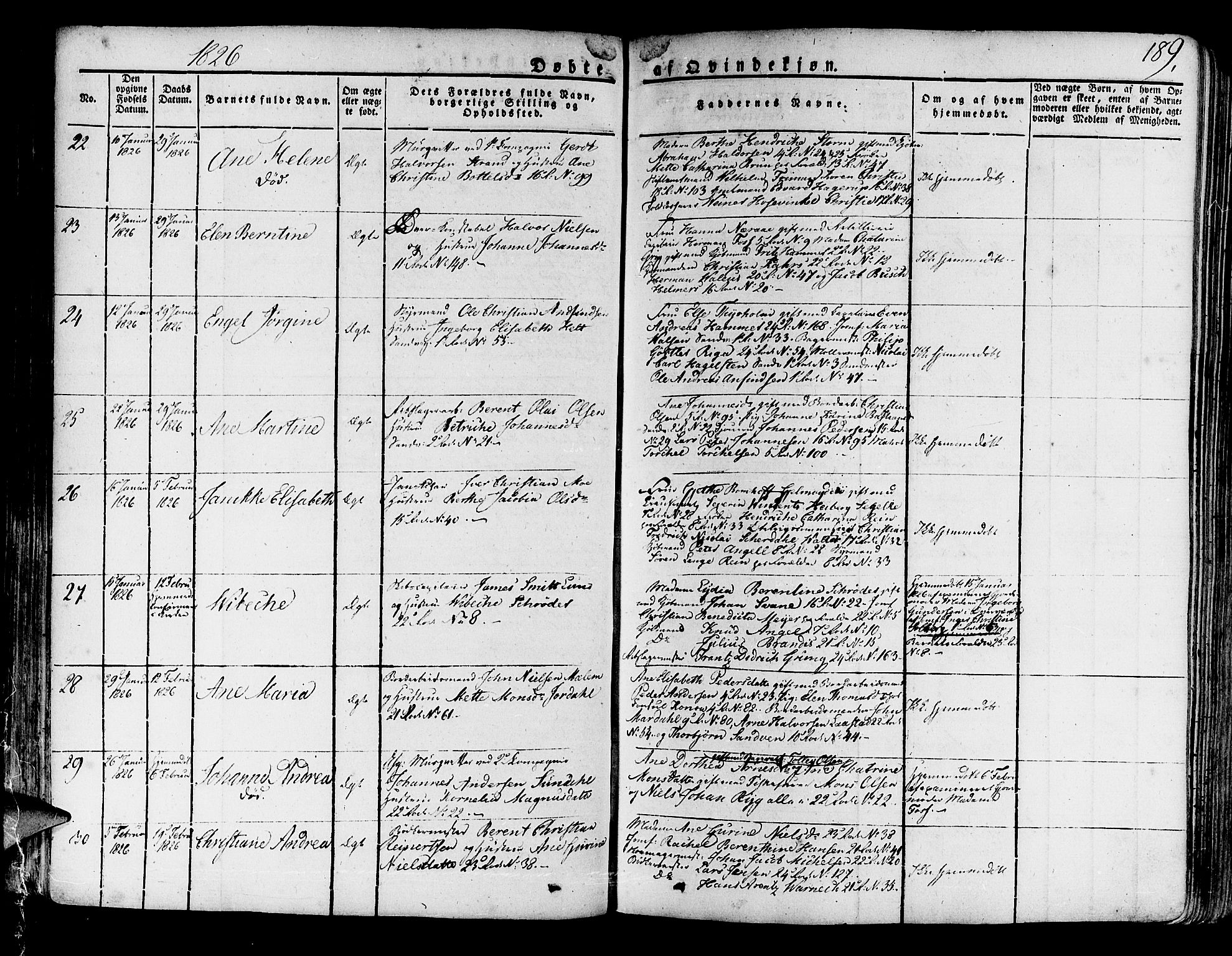 Korskirken sokneprestembete, AV/SAB-A-76101/H/Haa/L0014: Parish register (official) no. A 14, 1823-1835, p. 189