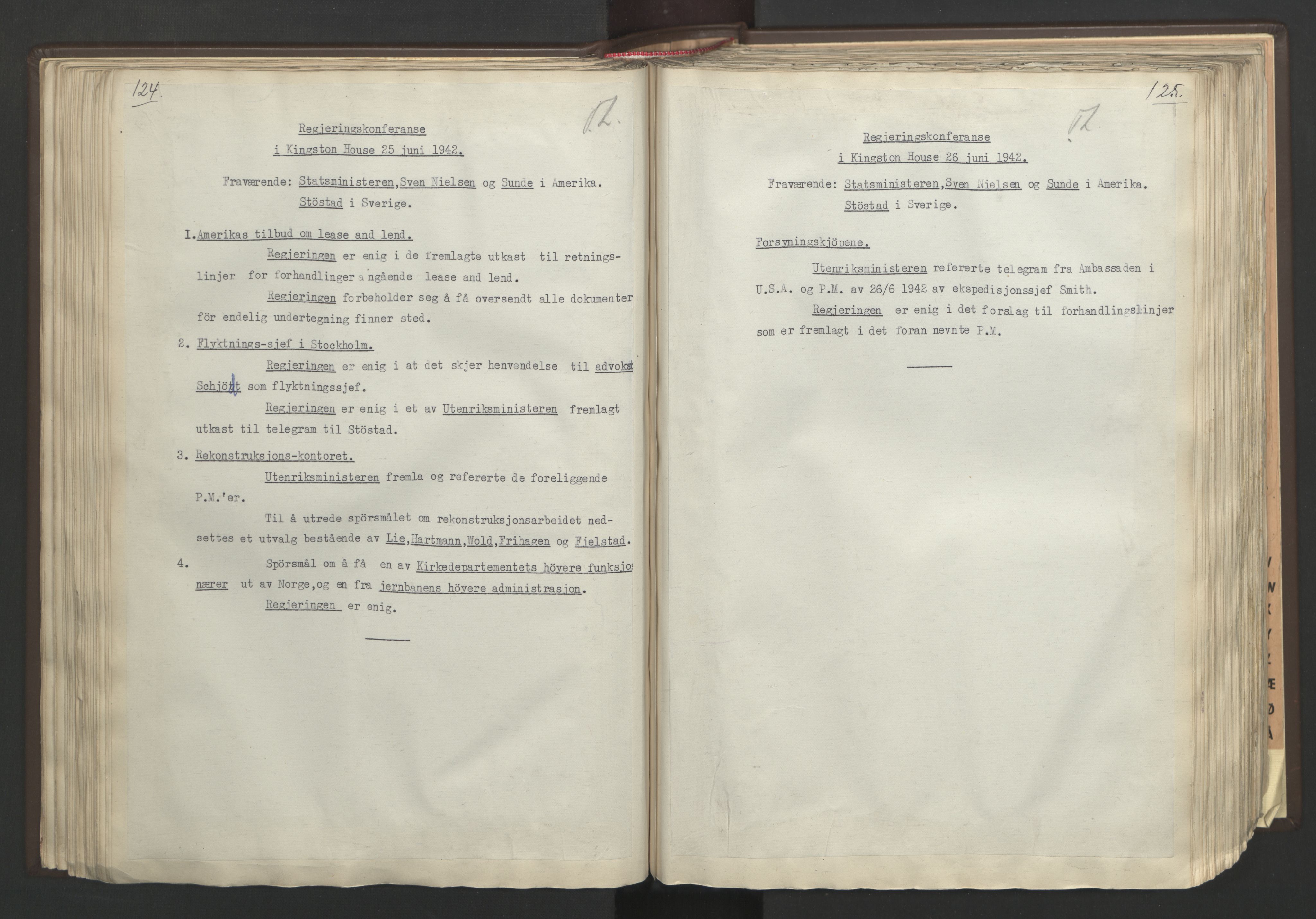 Statsministerens kontor, AV/RA-S-1005/A/Aa/L0002: Referat fra regjeringskonferanser, 1942-1943, p. 124-125