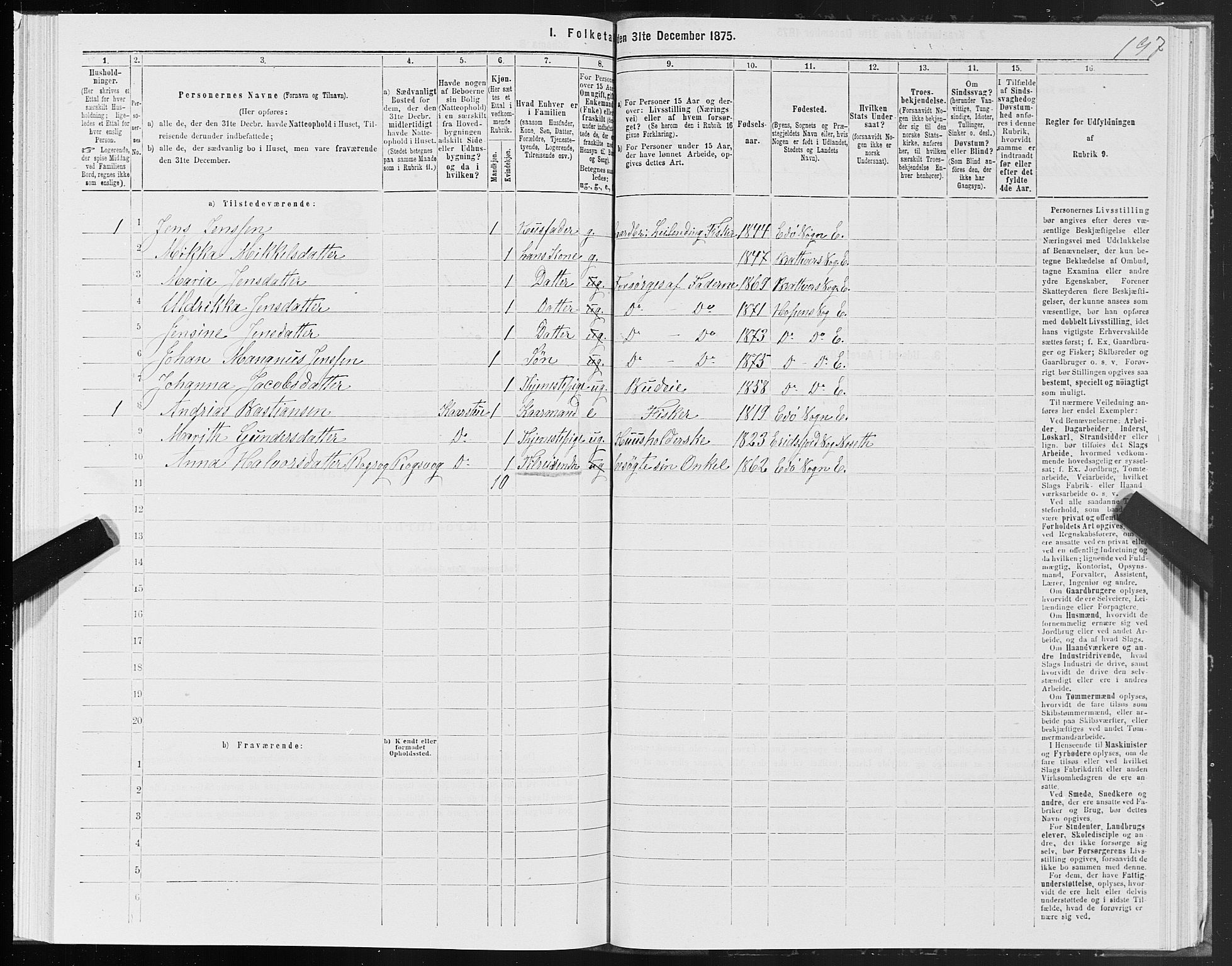 SAT, 1875 census for 1573P Edøy, 1875, p. 1197