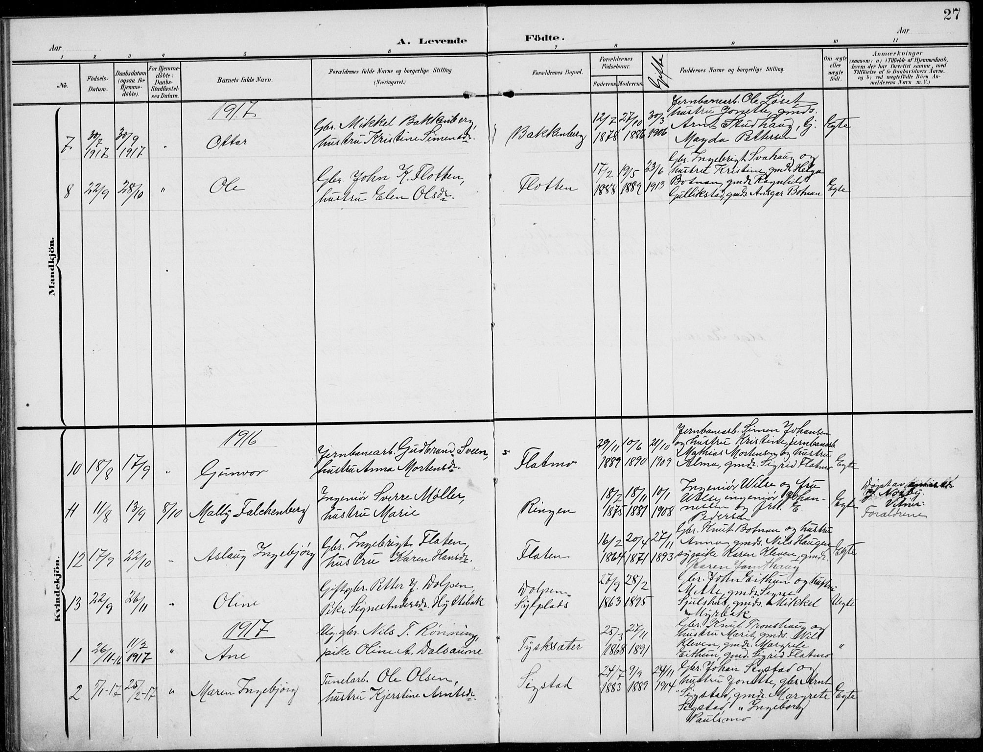 Kvikne prestekontor, AV/SAH-PREST-064/H/Ha/Hab/L0004: Parish register (copy) no. 4, 1902-1937, p. 27