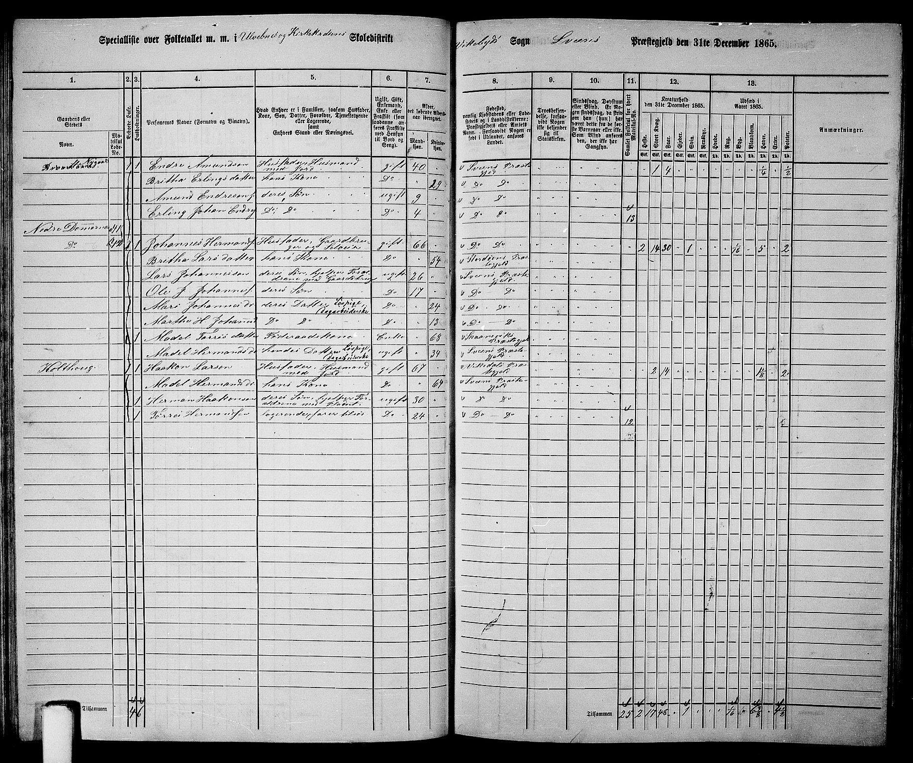 RA, 1865 census for Sveio, 1865, p. 51