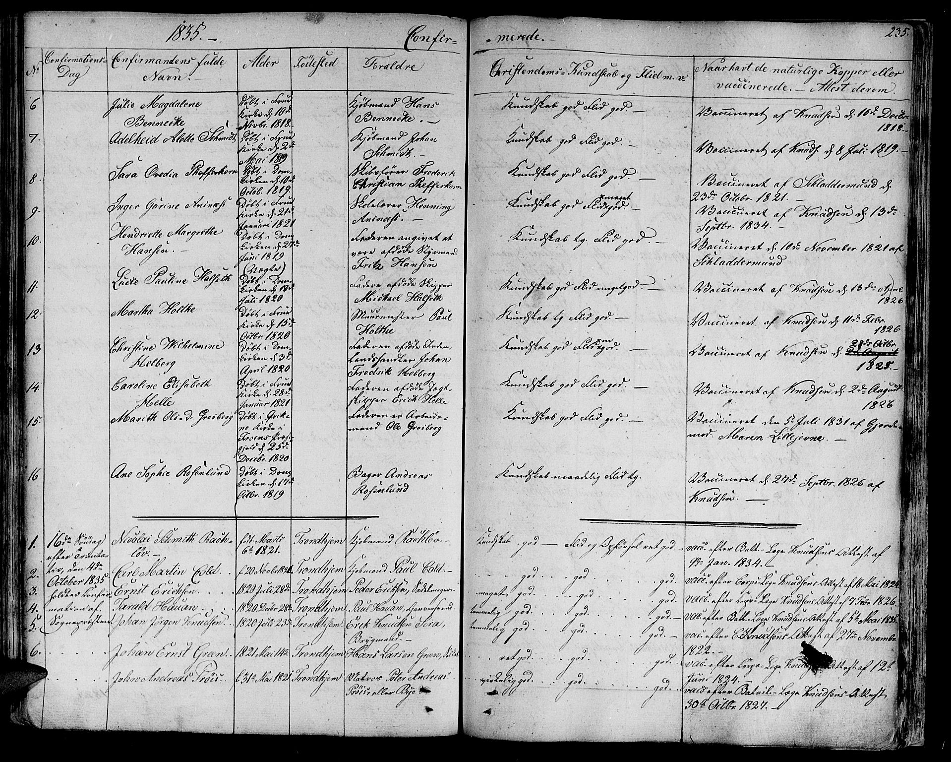 Ministerialprotokoller, klokkerbøker og fødselsregistre - Sør-Trøndelag, SAT/A-1456/602/L0108: Parish register (official) no. 602A06, 1821-1839, p. 235