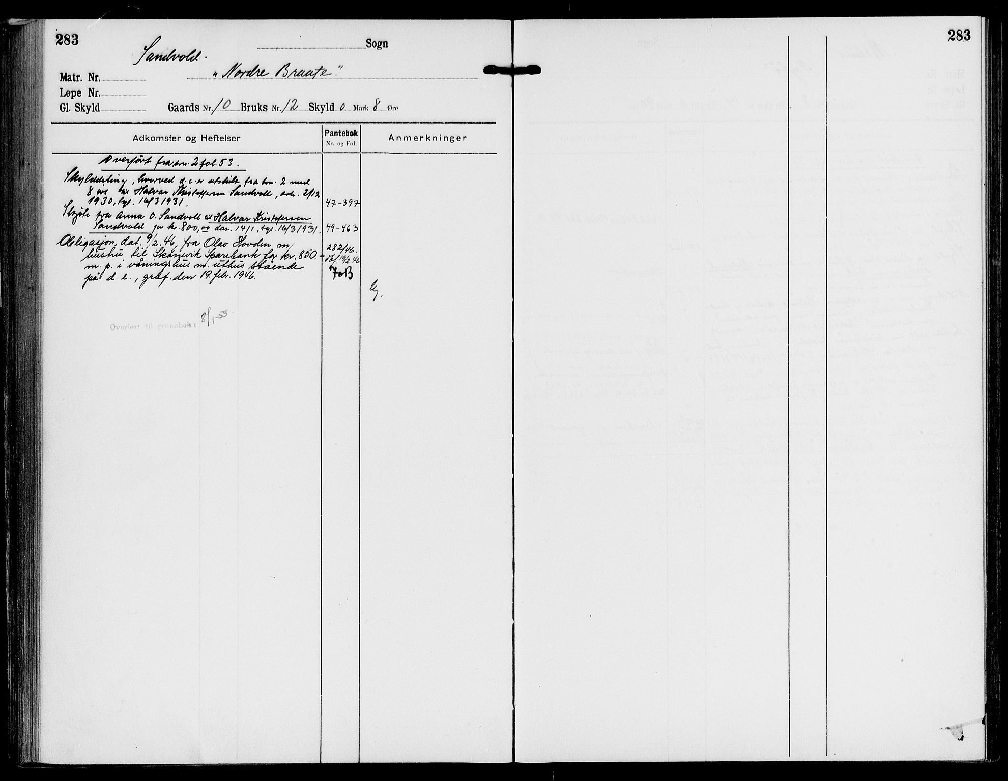 Sunnhordland sorenskrivar, AV/SAB-A-2401/1/G/Ga/Gaf/L0005: Mortgage register no. II.A.f.5, 1918-1955, p. 283