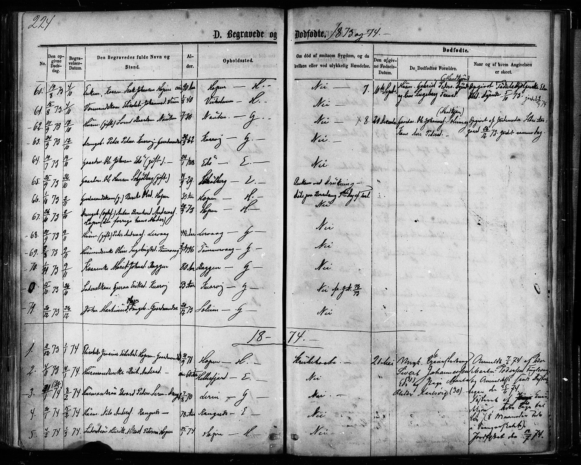 Ministerialprotokoller, klokkerbøker og fødselsregistre - Møre og Romsdal, AV/SAT-A-1454/581/L0938: Parish register (official) no. 581A06, 1873-1879, p. 224