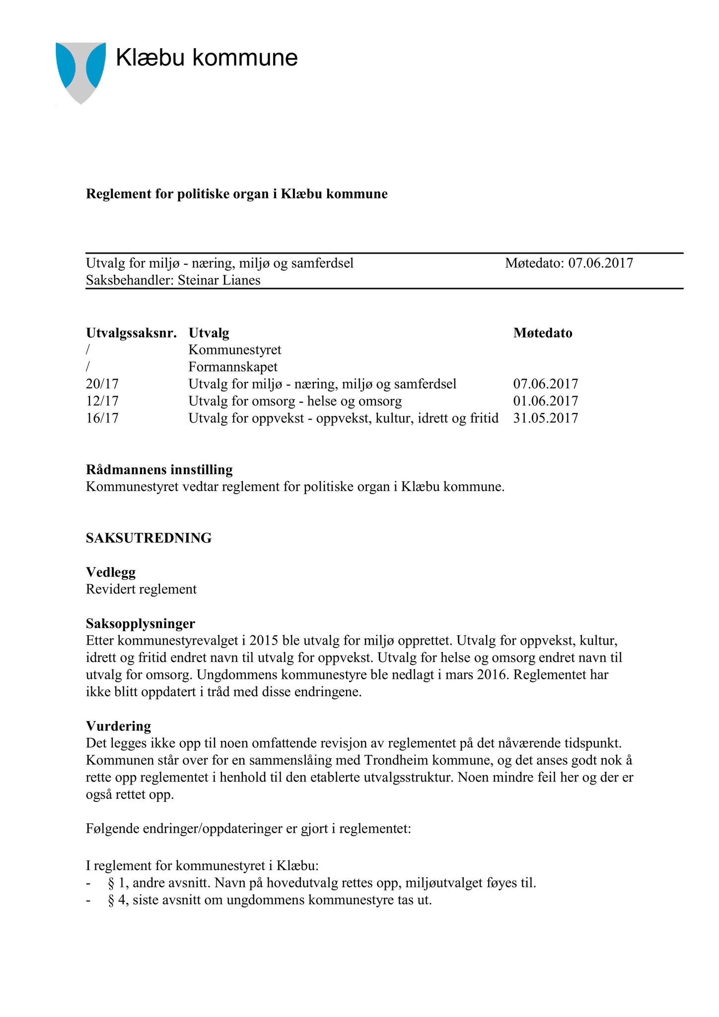 Klæbu Kommune, TRKO/KK/06-UM/L004: Utvalg for miljø - Møtedokumenter 2017, 2017, p. 745