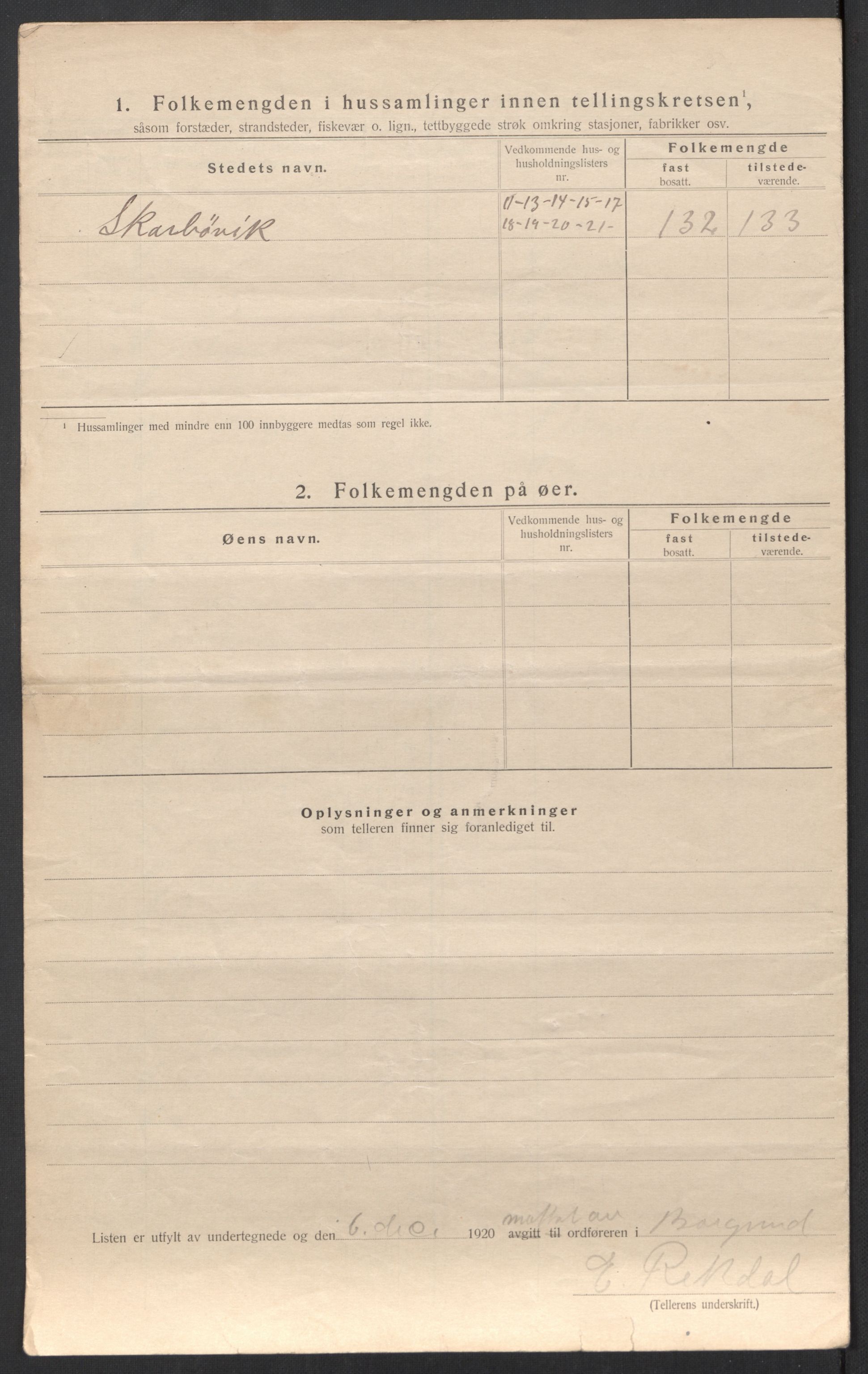 SAT, 1920 census for Borgund, 1920, p. 37