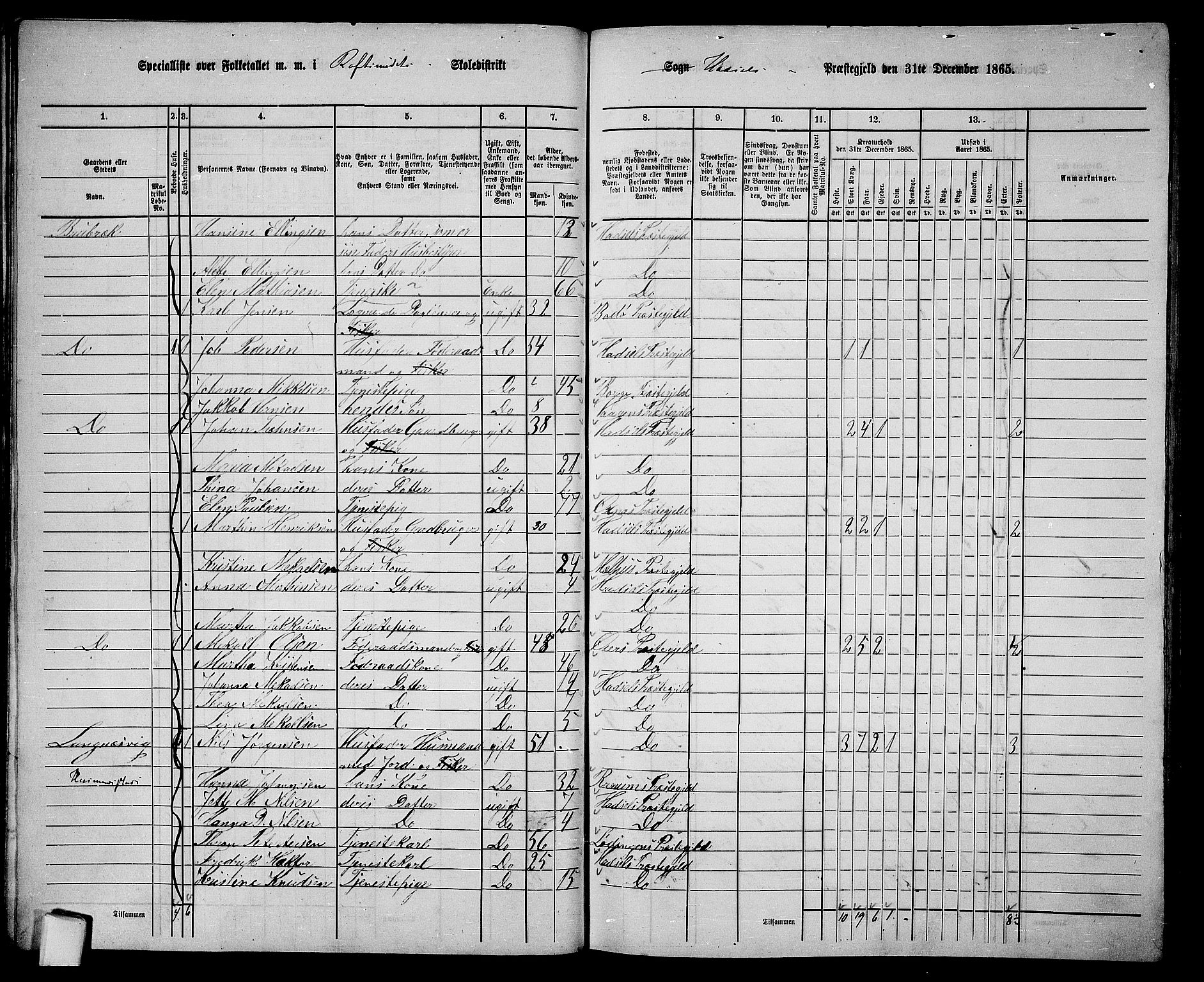 RA, 1865 census for Hadsel, 1865, p. 52