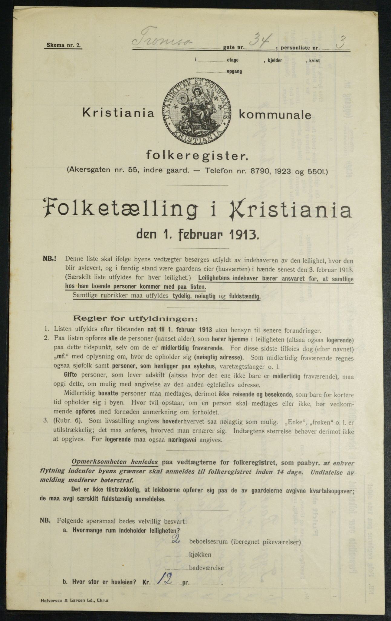 OBA, Municipal Census 1913 for Kristiania, 1913, p. 115938