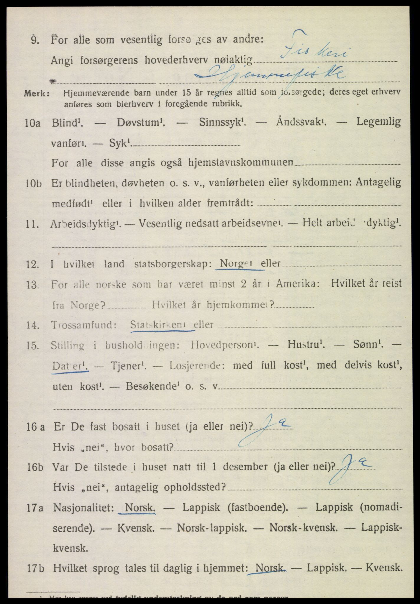 SAT, 1920 census for Vikna, 1920, p. 6664