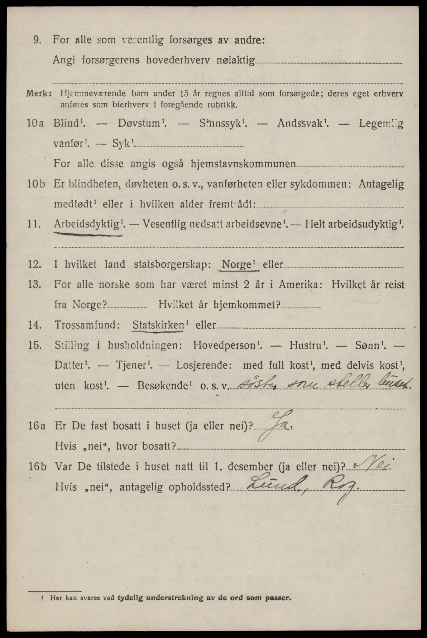 SAST, 1920 census for Lund, 1920, p. 993