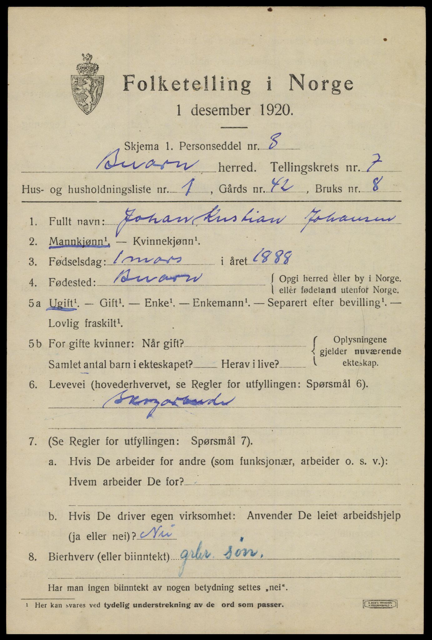 SAT, 1920 census for Beiarn, 1920, p. 3526