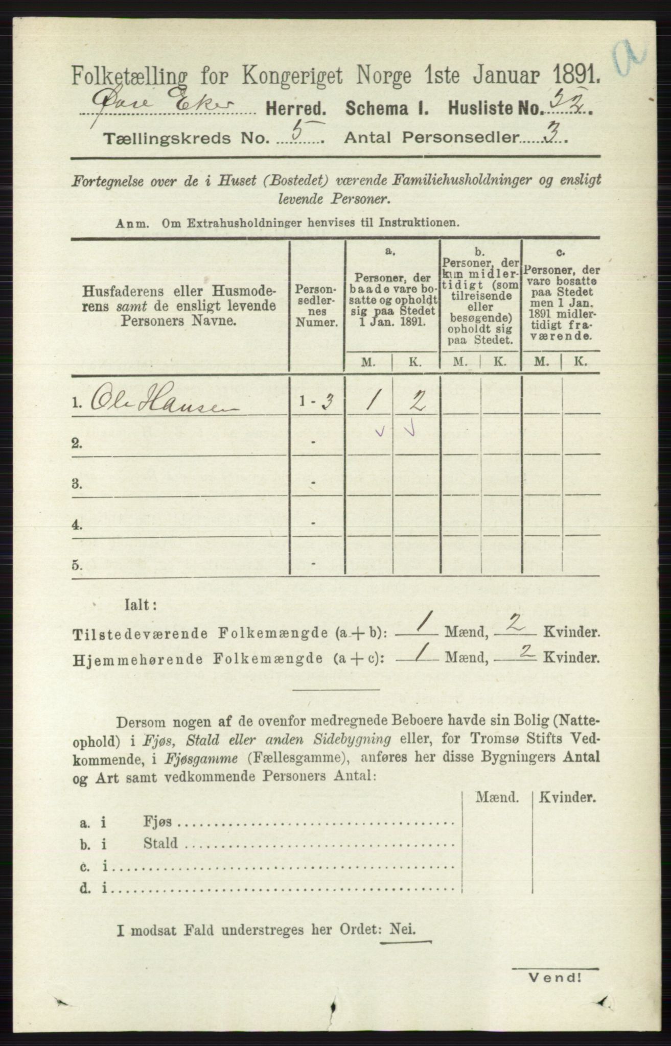 RA, 1891 census for 0624 Øvre Eiker, 1891, p. 1826