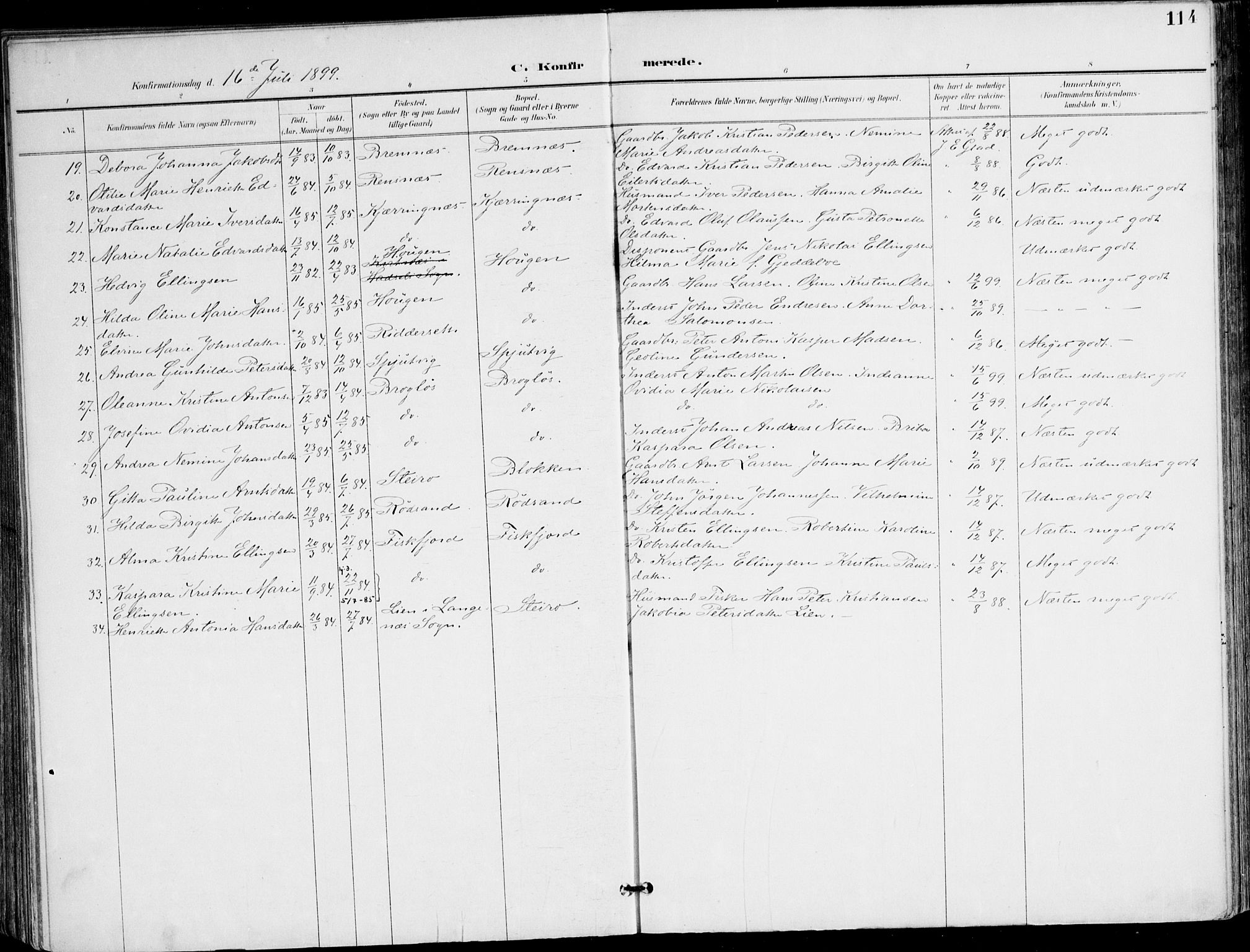 Ministerialprotokoller, klokkerbøker og fødselsregistre - Nordland, AV/SAT-A-1459/895/L1372: Parish register (official) no. 895A07, 1894-1914, p. 114