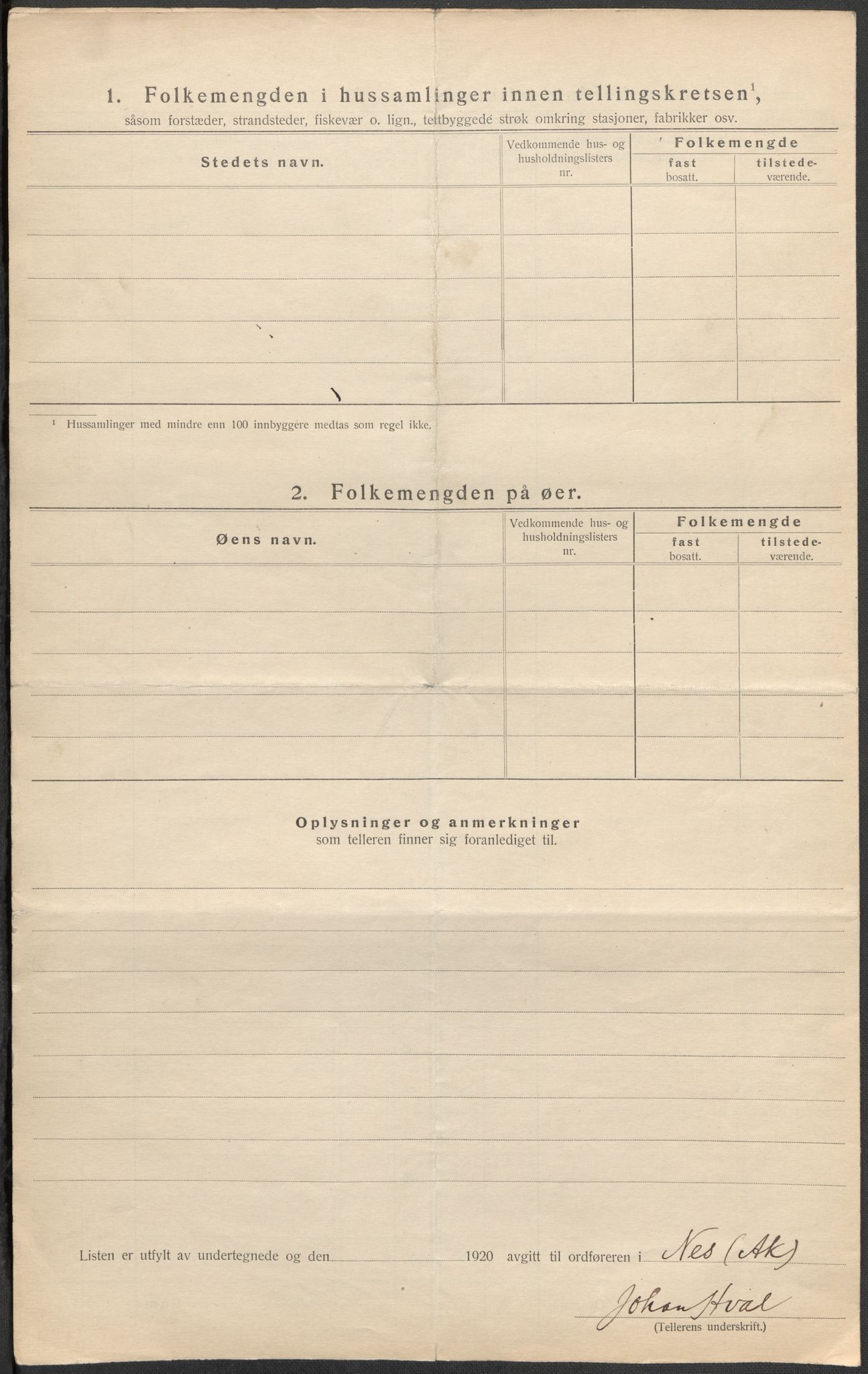 SAO, 1920 census for Nes, 1920, p. 80