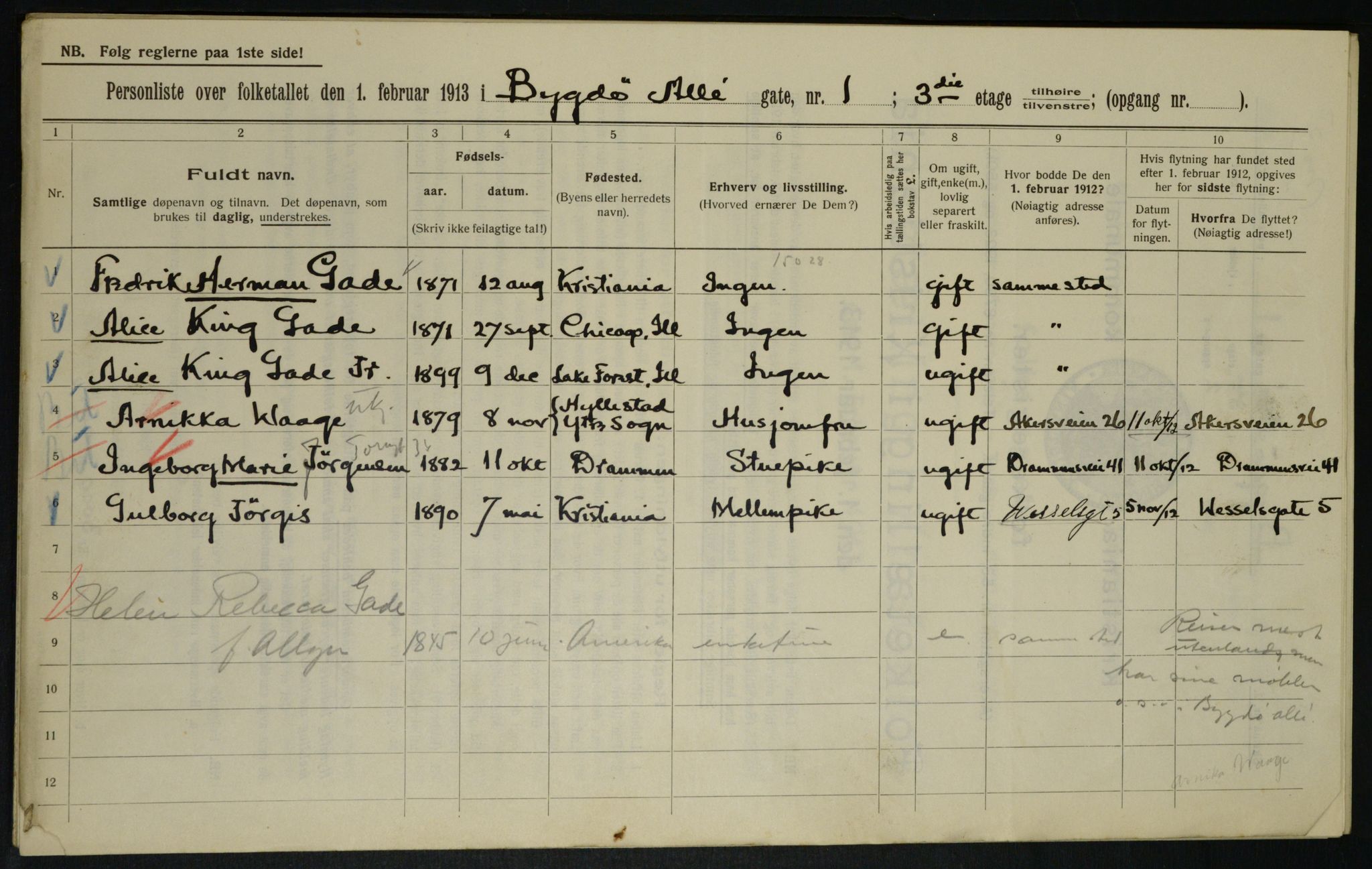 OBA, Municipal Census 1913 for Kristiania, 1913, p. 10176