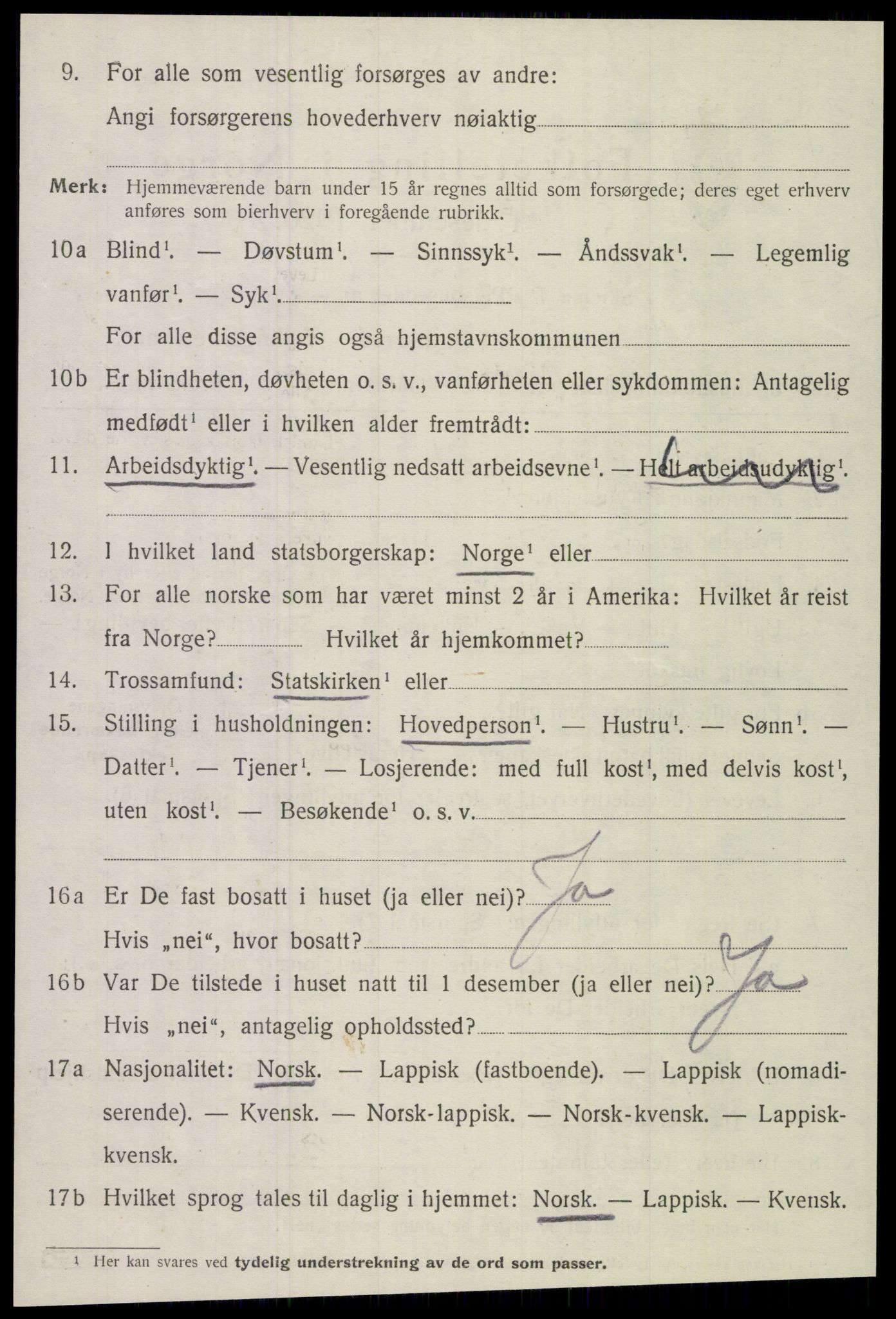 SAT, 1920 census for Meløy, 1920, p. 1484