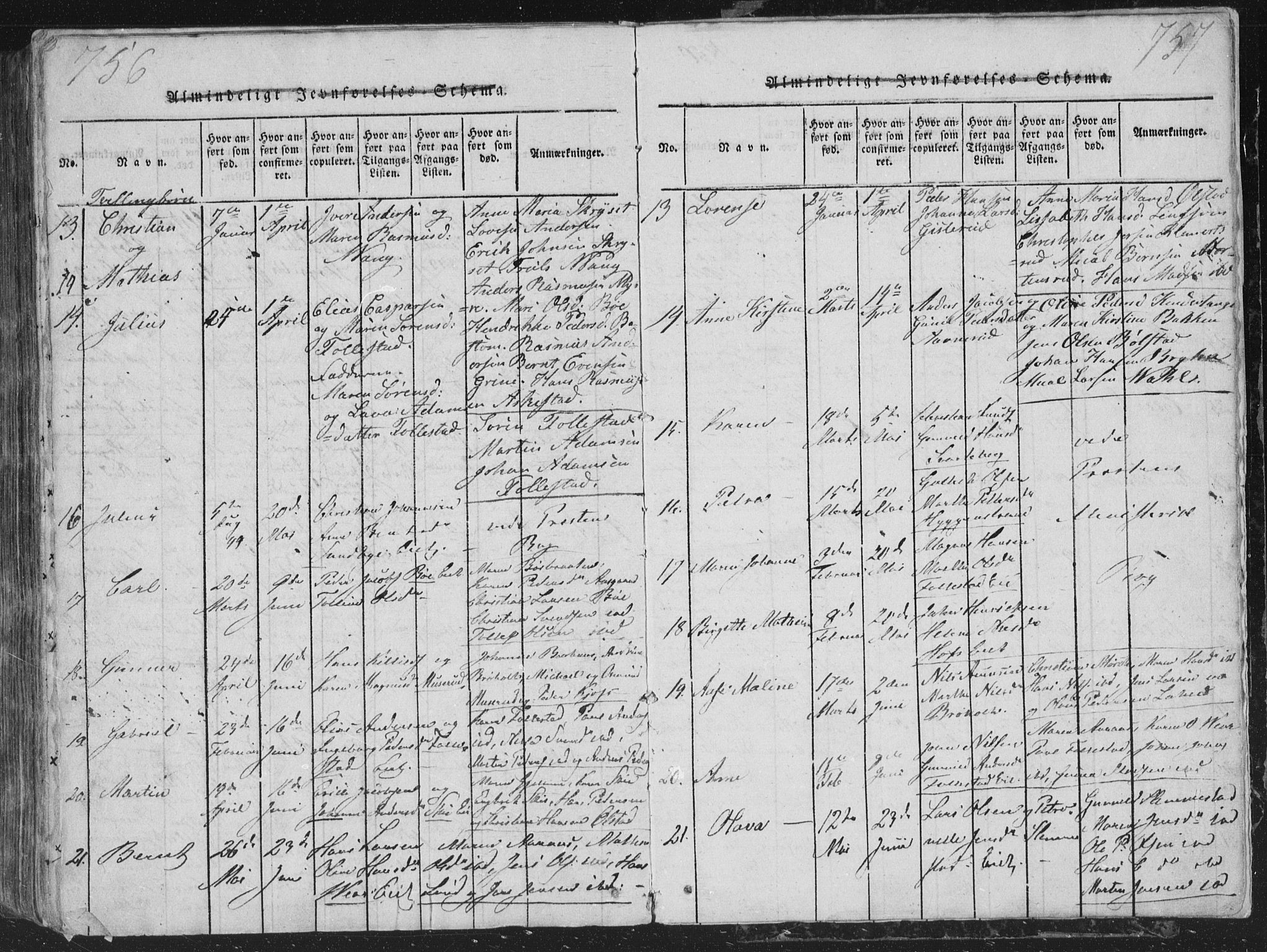 Røyken kirkebøker, AV/SAKO-A-241/G/Ga/L0003: Parish register (copy) no. 3, 1814-1856, p. 756-757