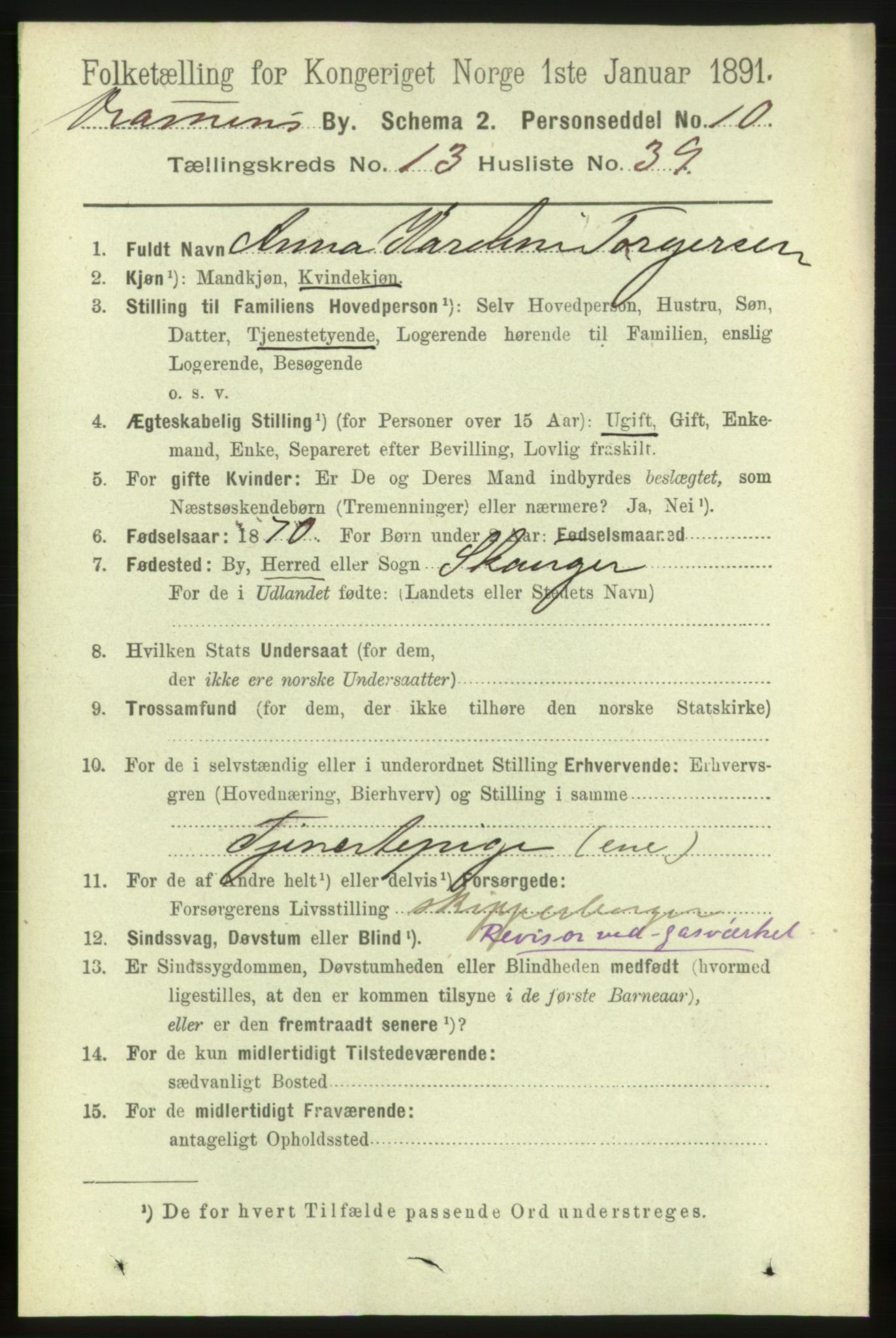 RA, 1891 census for 0602 Drammen, 1891, p. 10047