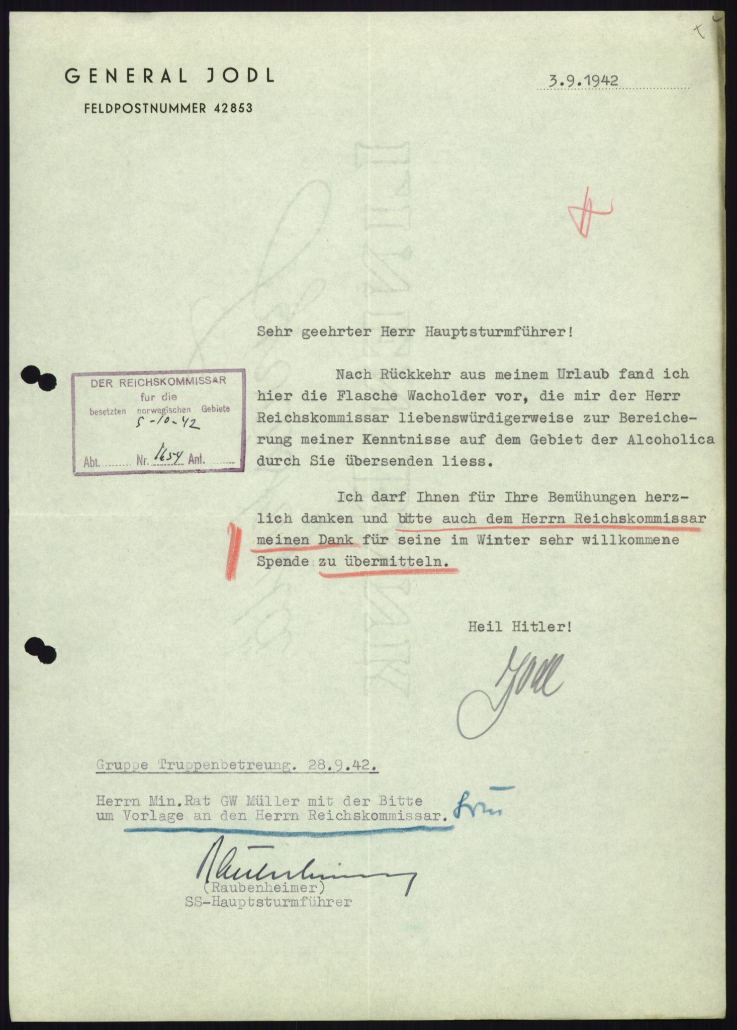 Forsvarets Overkommando. 2 kontor. Arkiv 11.4. Spredte tyske arkivsaker, AV/RA-RAFA-7031/D/Dar/Darb/L0010: Reichskommissariat - Hauptabteilung Volksaufklärung und Propaganda, 1940-1943, p. 653