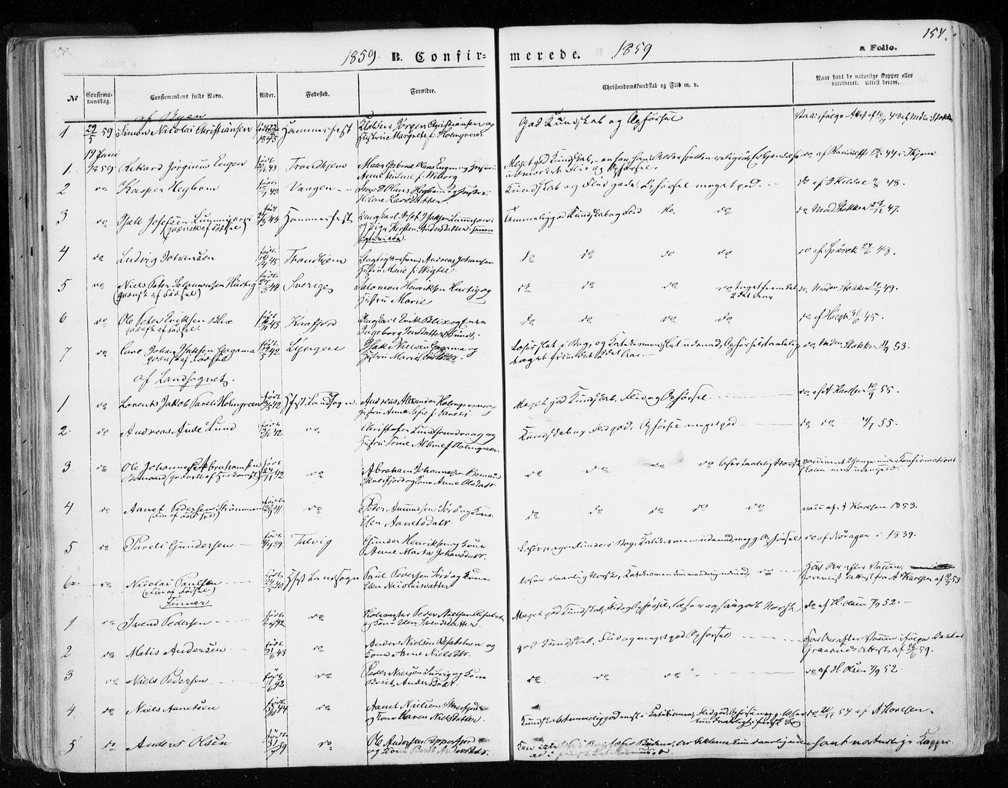 Hammerfest sokneprestkontor, SATØ/S-1347/H/Ha/L0005.kirke: Parish register (official) no. 5, 1857-1869, p. 154