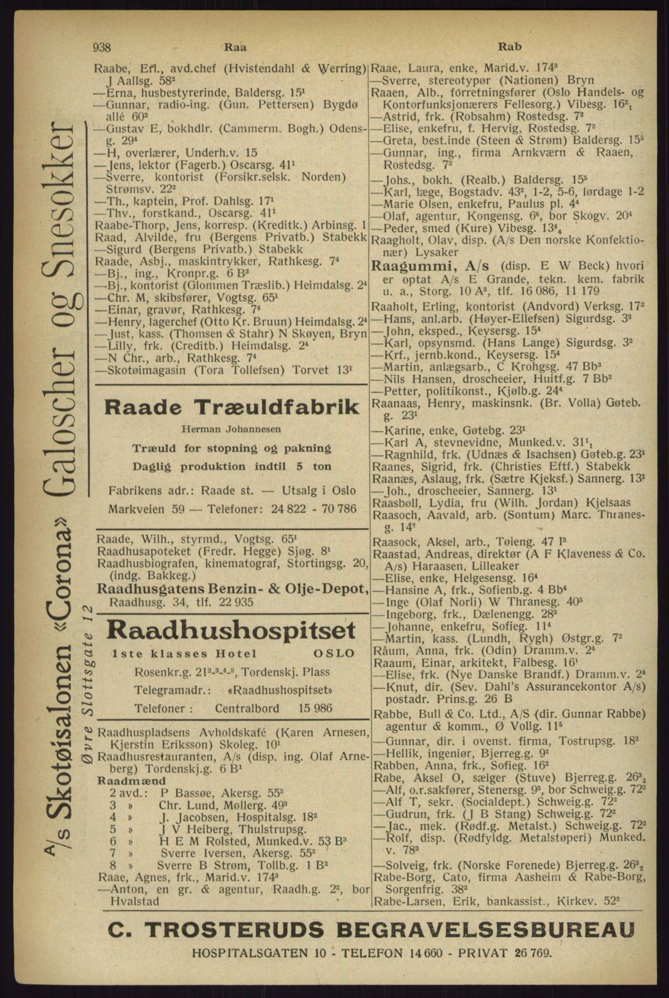 Kristiania/Oslo adressebok, PUBL/-, 1927, p. 938