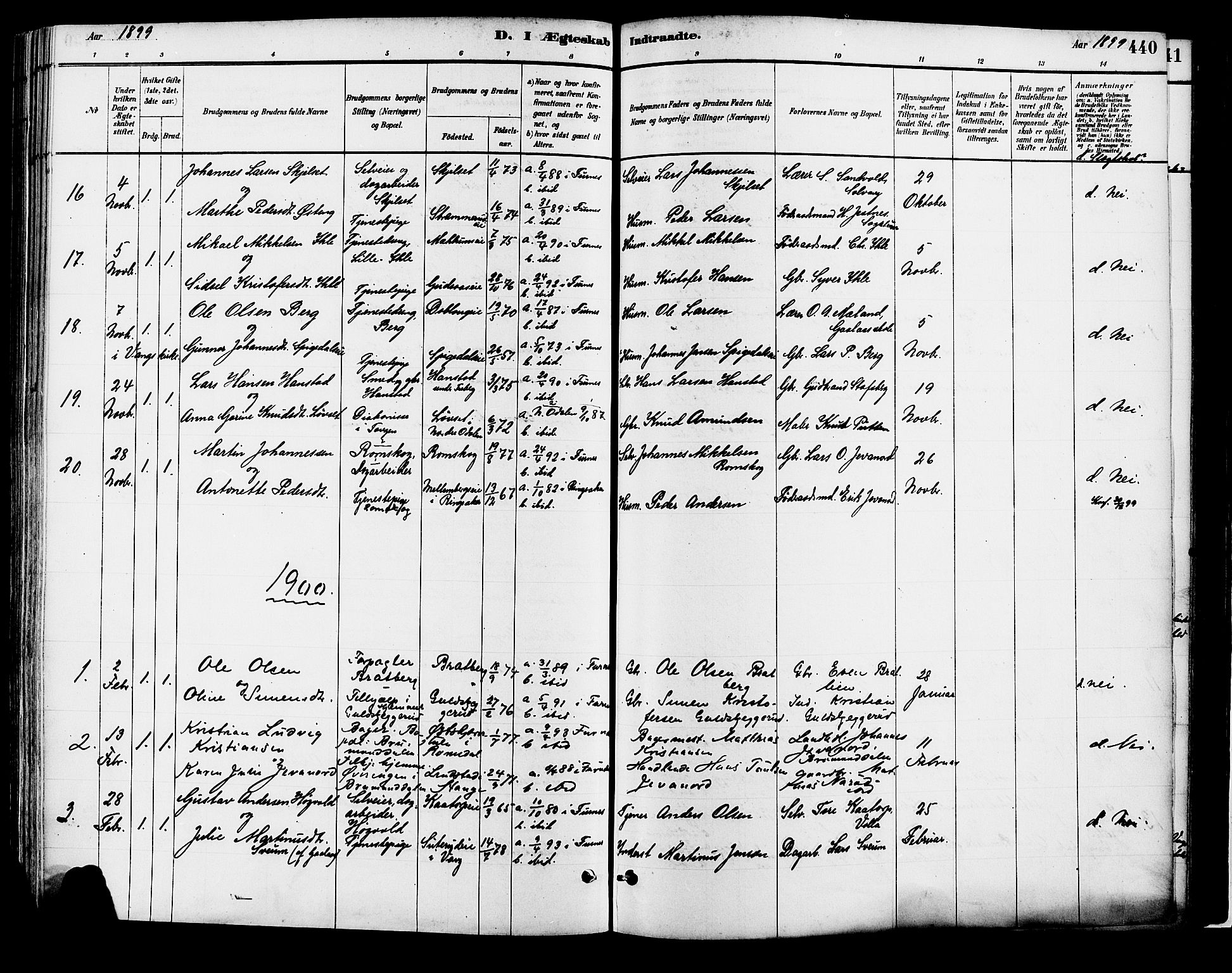 Vang prestekontor, Hedmark, SAH/PREST-008/H/Ha/Haa/L0018B: Parish register (official) no. 18B, 1880-1906, p. 440