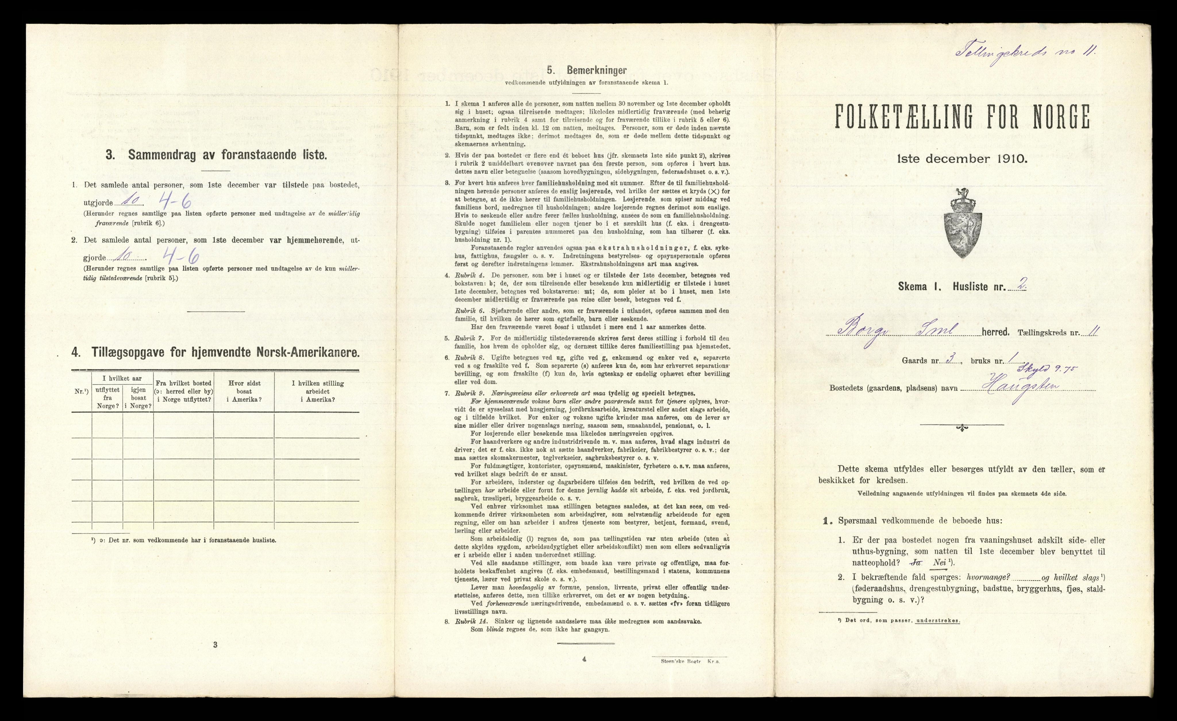RA, 1910 census for Borge, 1910, p. 1602