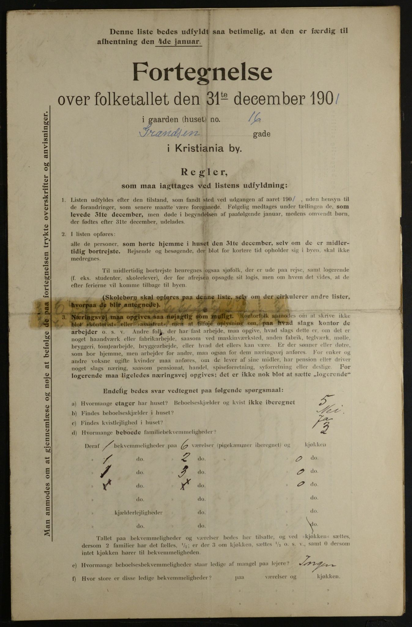 OBA, Municipal Census 1901 for Kristiania, 1901, p. 4842