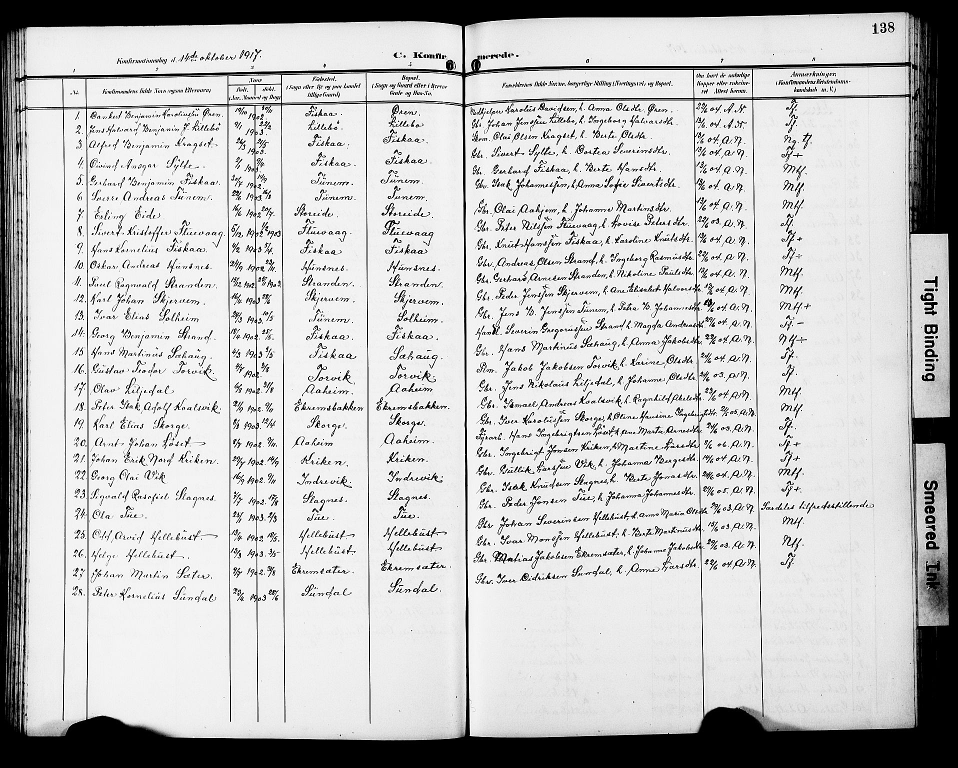 Ministerialprotokoller, klokkerbøker og fødselsregistre - Møre og Romsdal, AV/SAT-A-1454/501/L0018: Parish register (copy) no. 501C04, 1902-1930, p. 138
