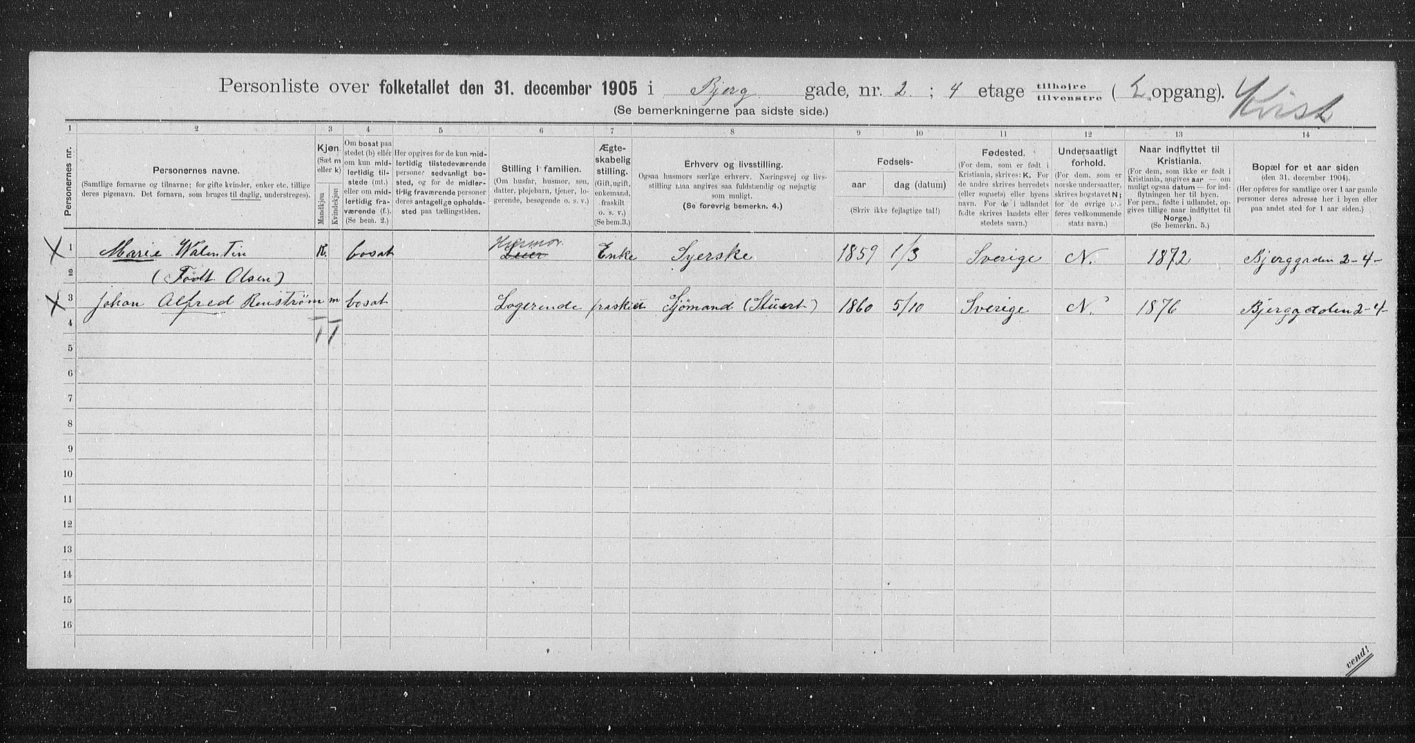 OBA, Municipal Census 1905 for Kristiania, 1905, p. 2632