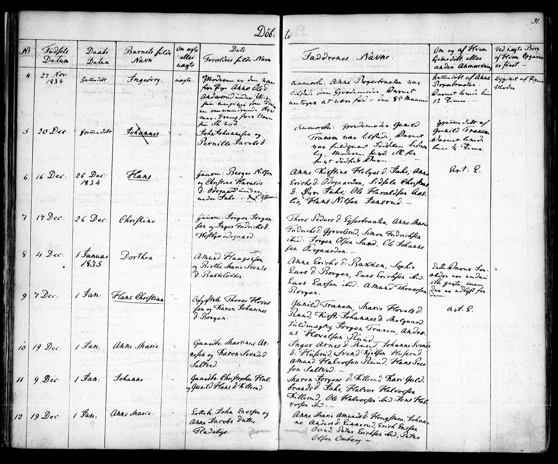 Enebakk prestekontor Kirkebøker, SAO/A-10171c/F/Fa/L0009: Parish register (official) no. I 9, 1832-1861, p. 31