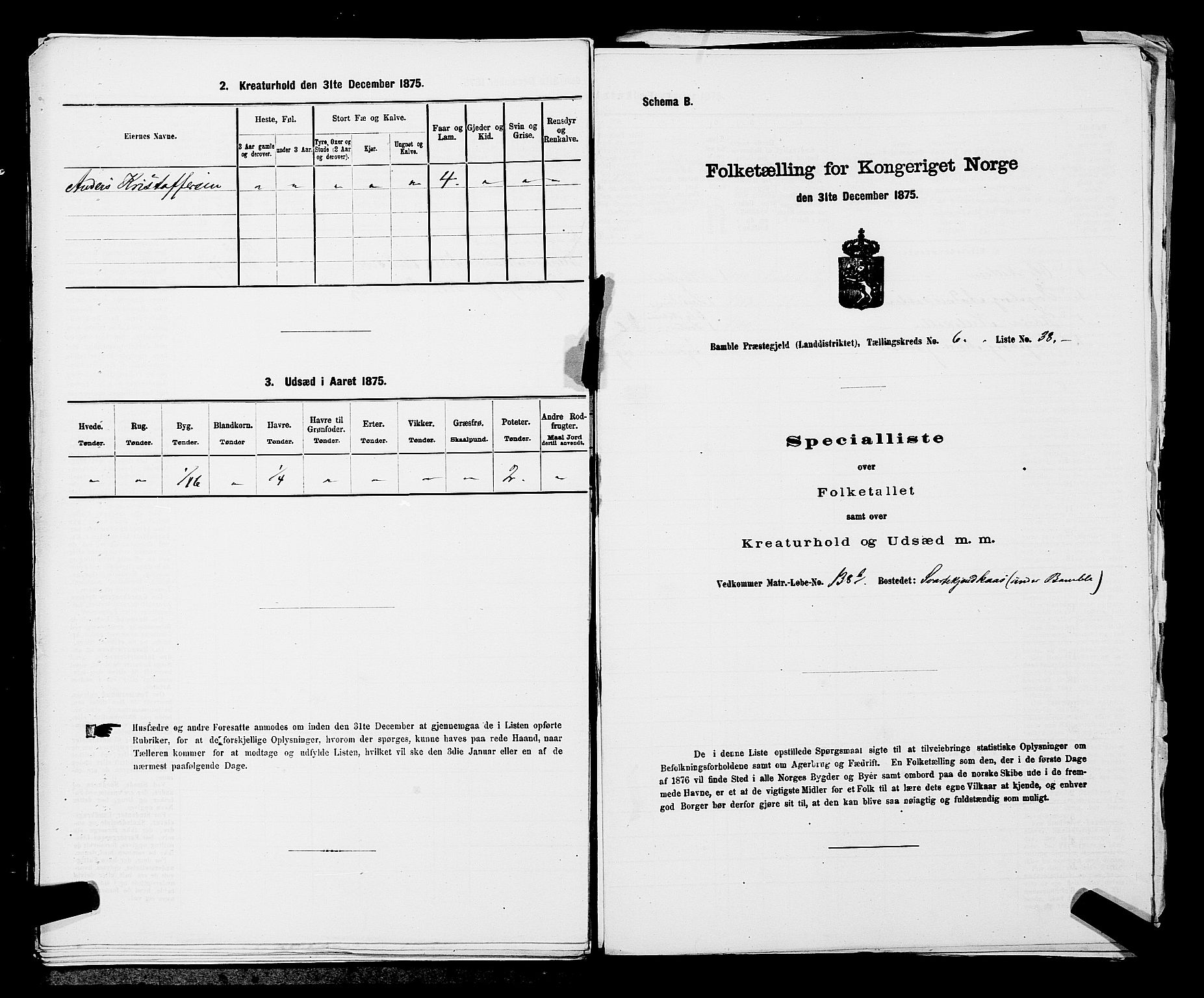 SAKO, 1875 census for 0814L Bamble/Bamble, 1875, p. 937