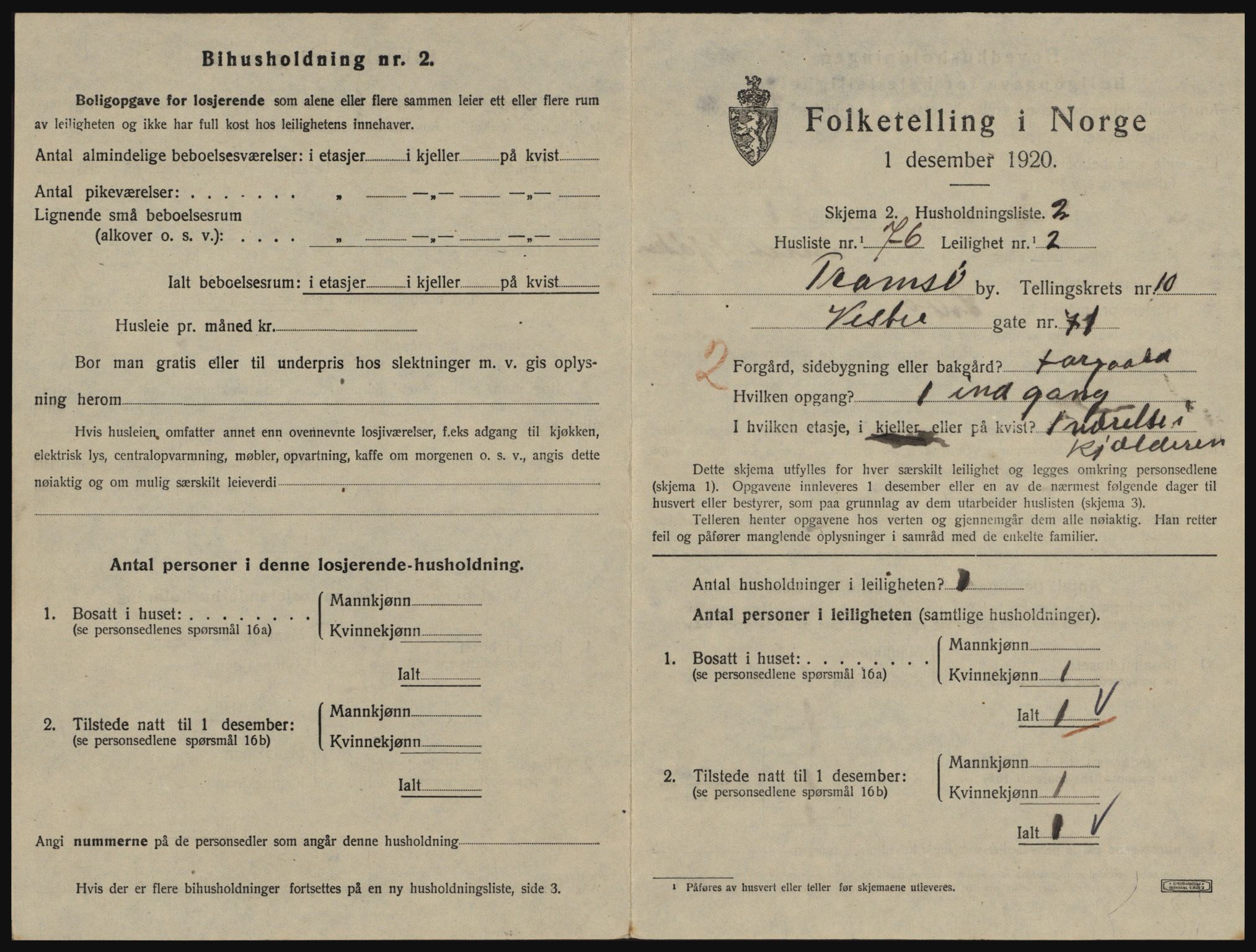 SATØ, 1920 census for Tromsø, 1920, p. 5507