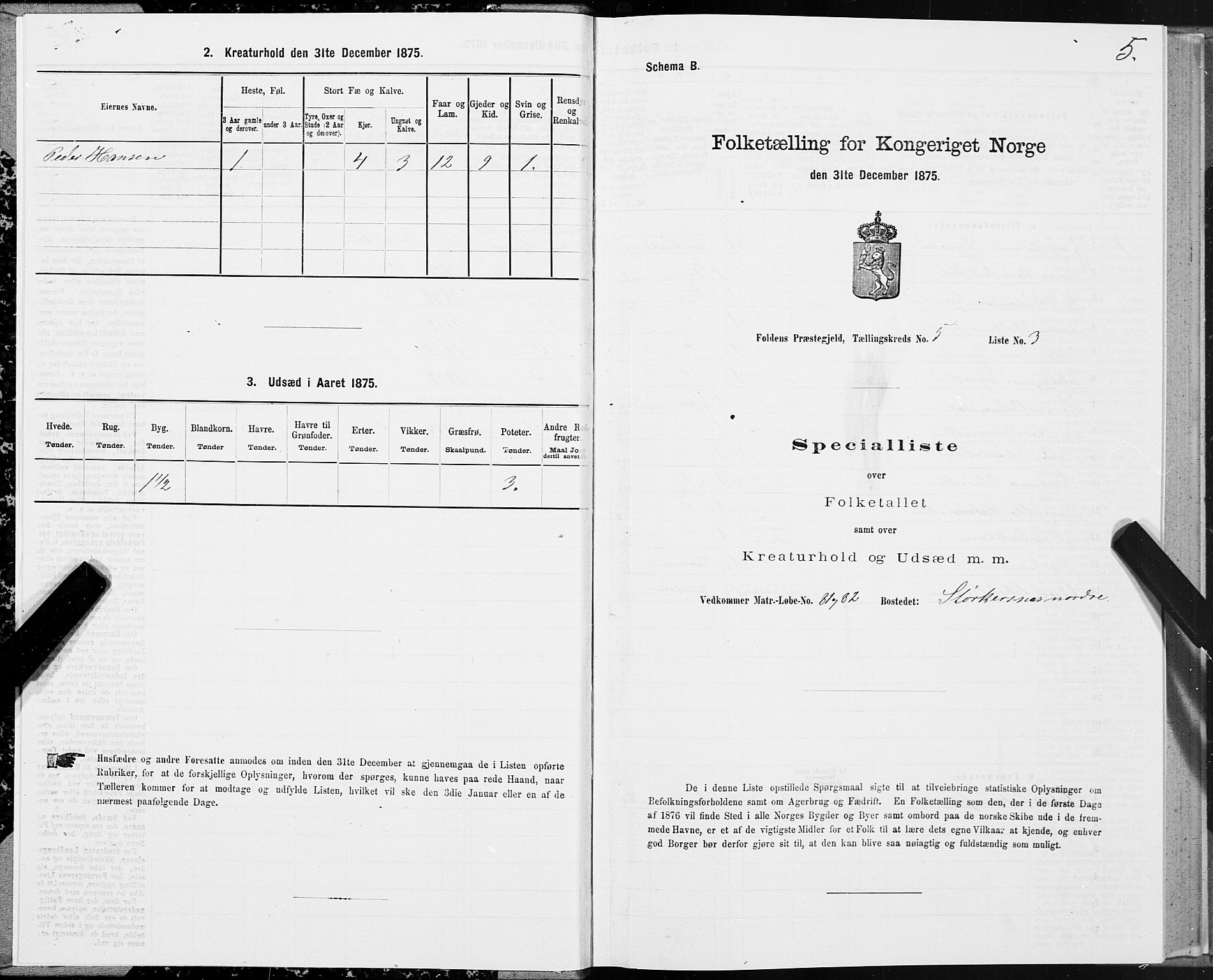 SAT, 1875 census for 1845P Folda, 1875, p. 2005