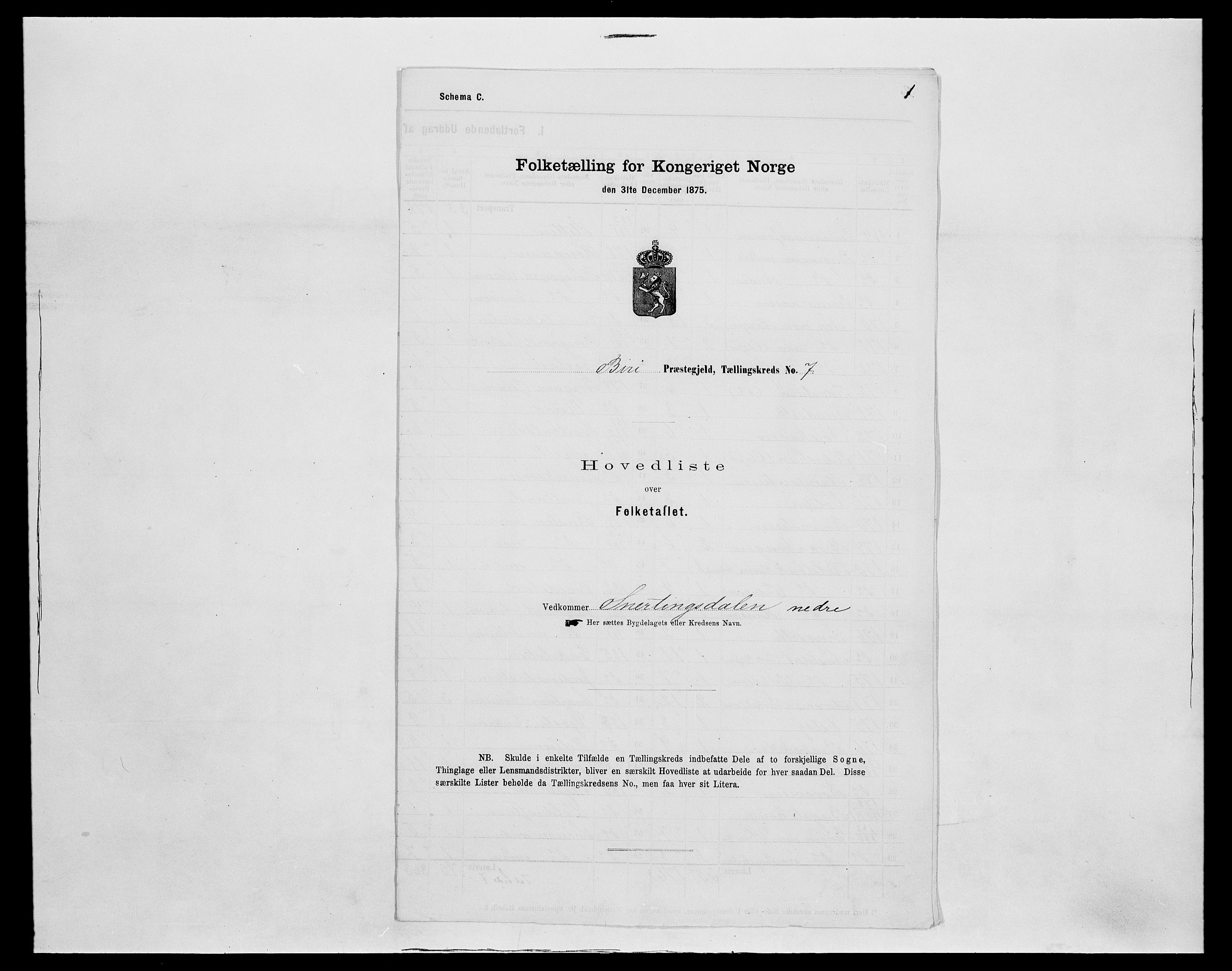 SAH, 1875 census for 0525P Biri, 1875, p. 100