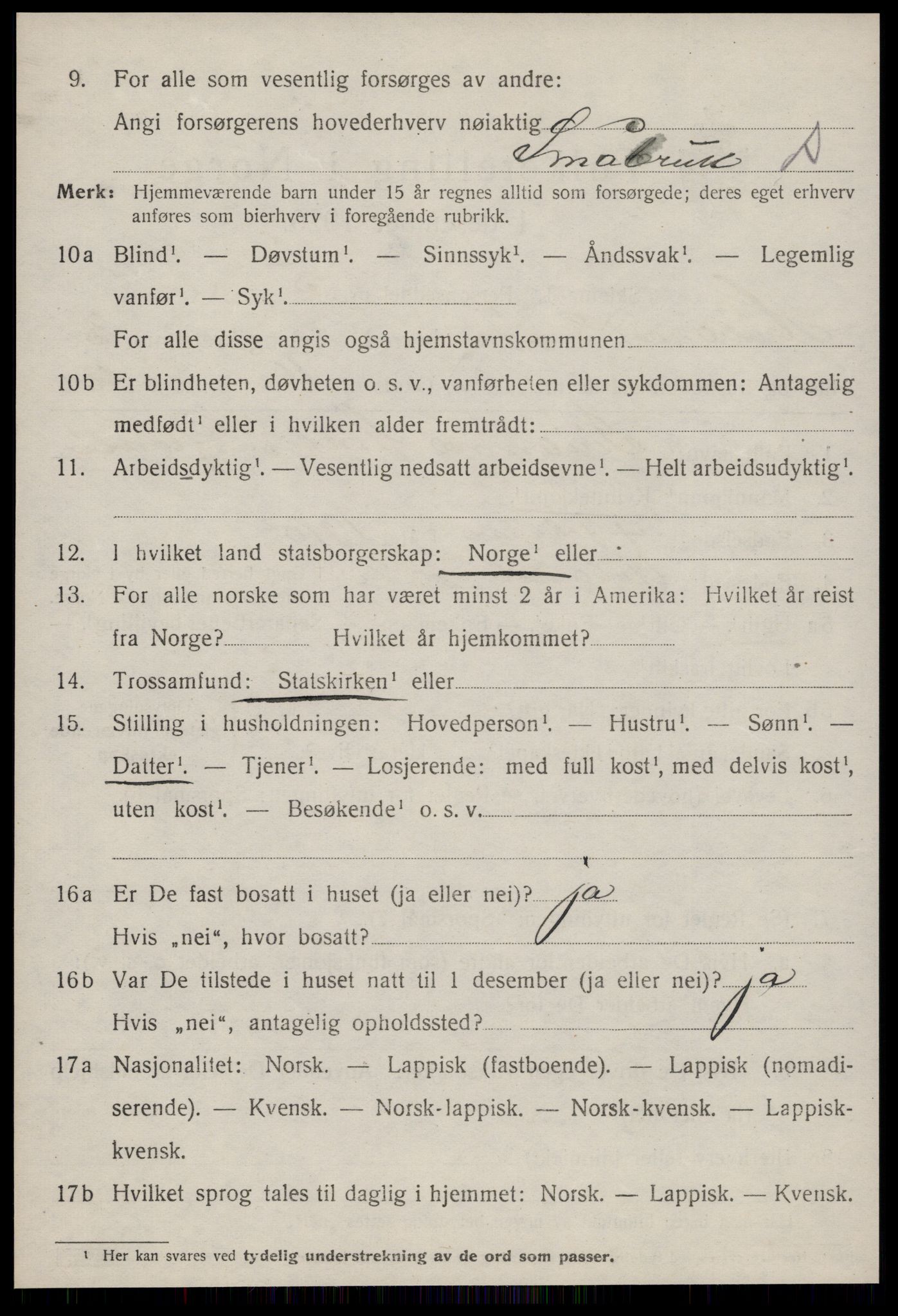 SAT, 1920 census for Hølonda, 1920, p. 1452