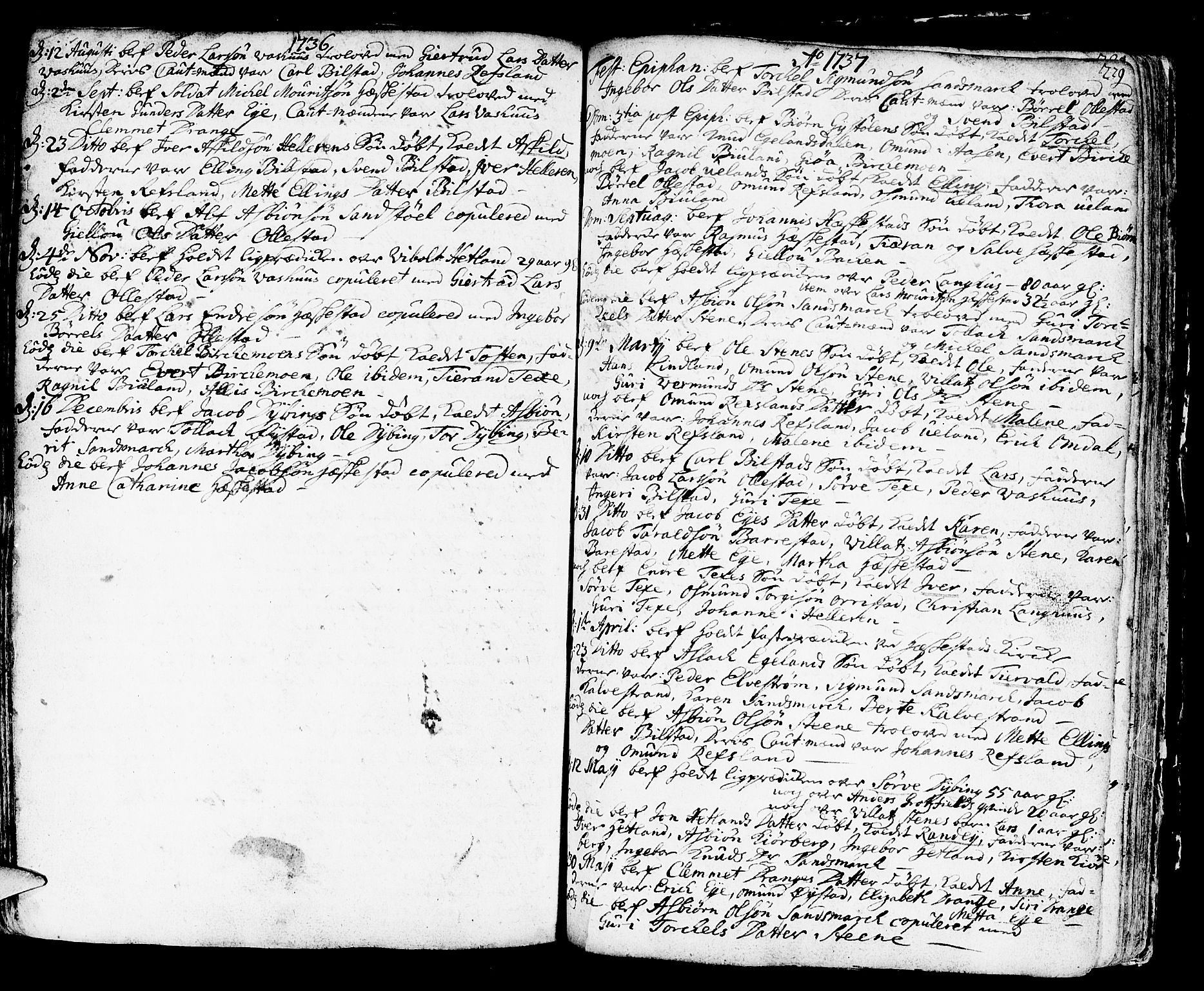 Helleland sokneprestkontor, SAST/A-101810: Parish register (official) no. A 1 /3, 1713-1761, p. 229