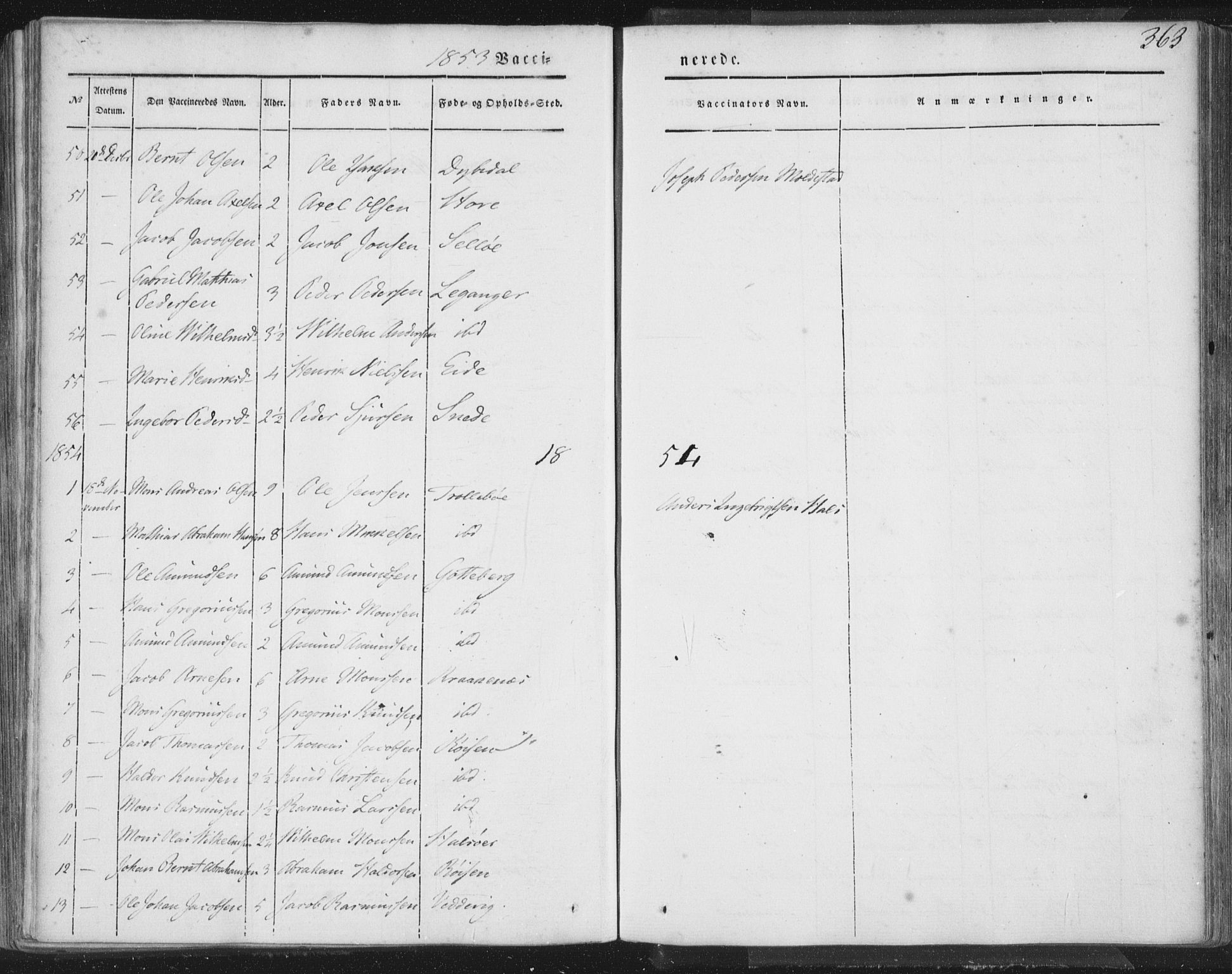 Selje sokneprestembete, AV/SAB-A-99938/H/Ha/Haa/Haaa: Parish register (official) no. A 10, 1844-1858, p. 363