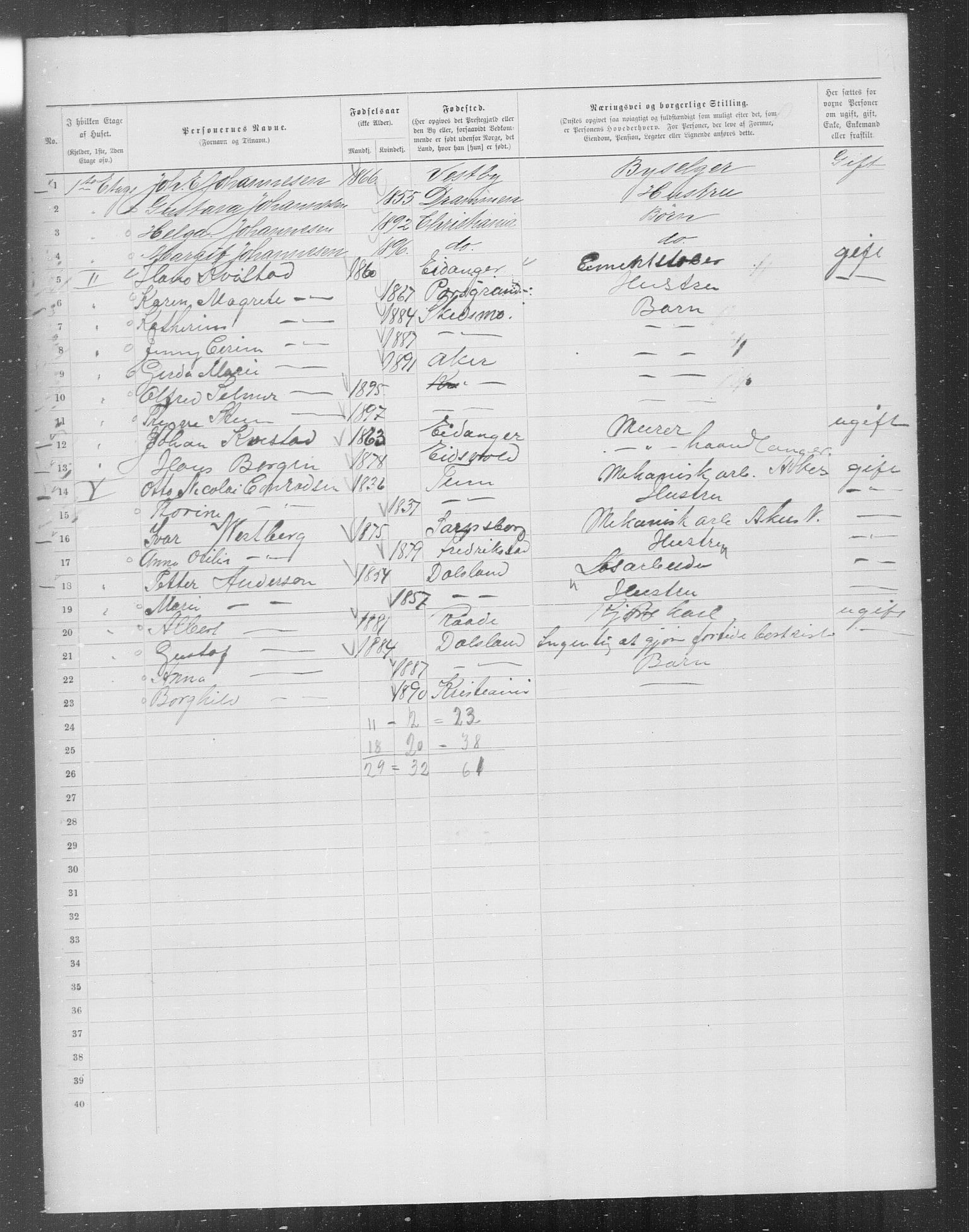 OBA, Municipal Census 1899 for Kristiania, 1899, p. 6737