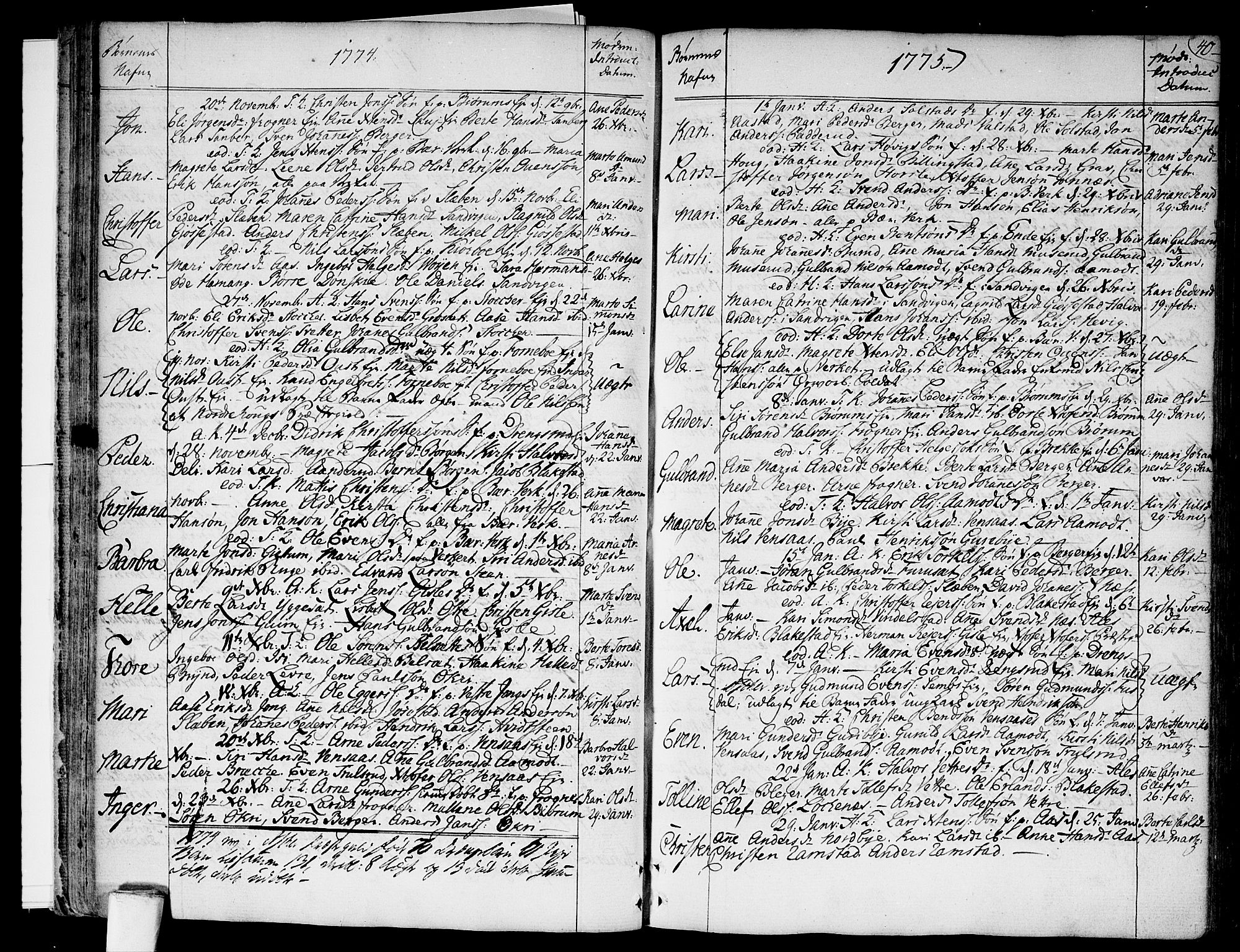 Asker prestekontor Kirkebøker, SAO/A-10256a/F/Fa/L0003: Parish register (official) no. I 3, 1767-1807, p. 40