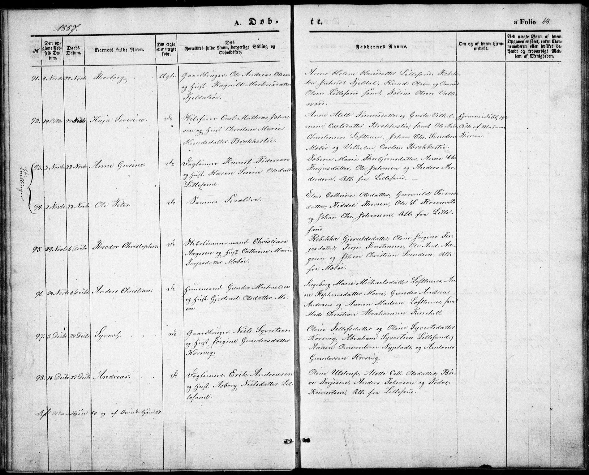 Vestre Moland sokneprestkontor, AV/SAK-1111-0046/F/Fb/Fbb/L0003: Parish register (copy) no. B 3, 1851-1861, p. 68