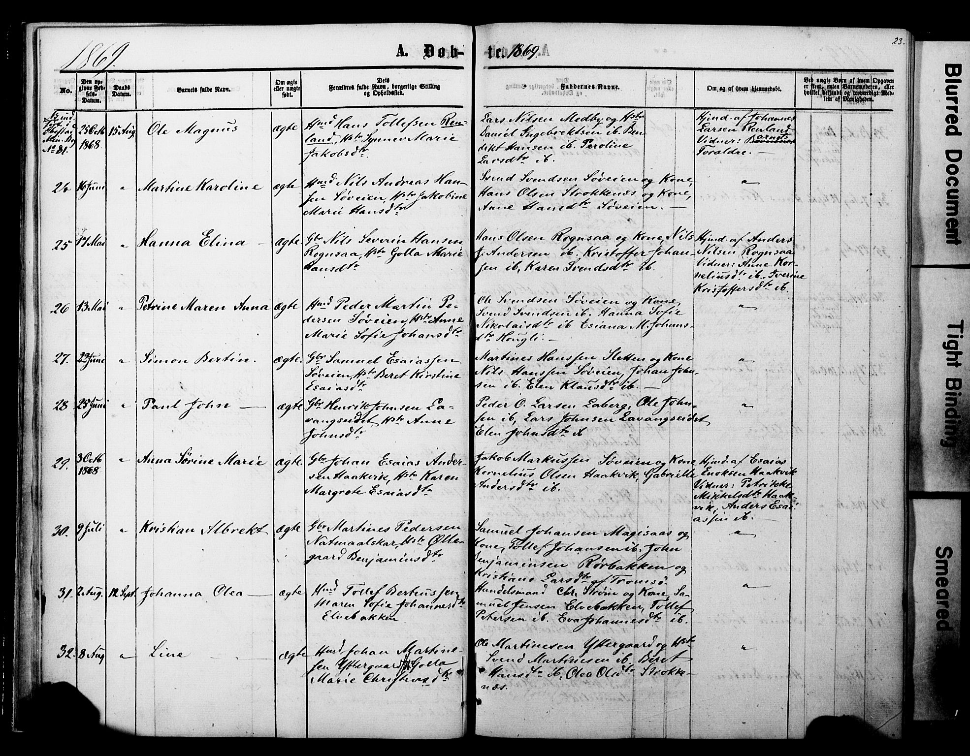 Ibestad sokneprestembete, AV/SATØ-S-0077/H/Ha/Haa/L0013kirke: Parish register (official) no. 13, 1865-1879, p. 23